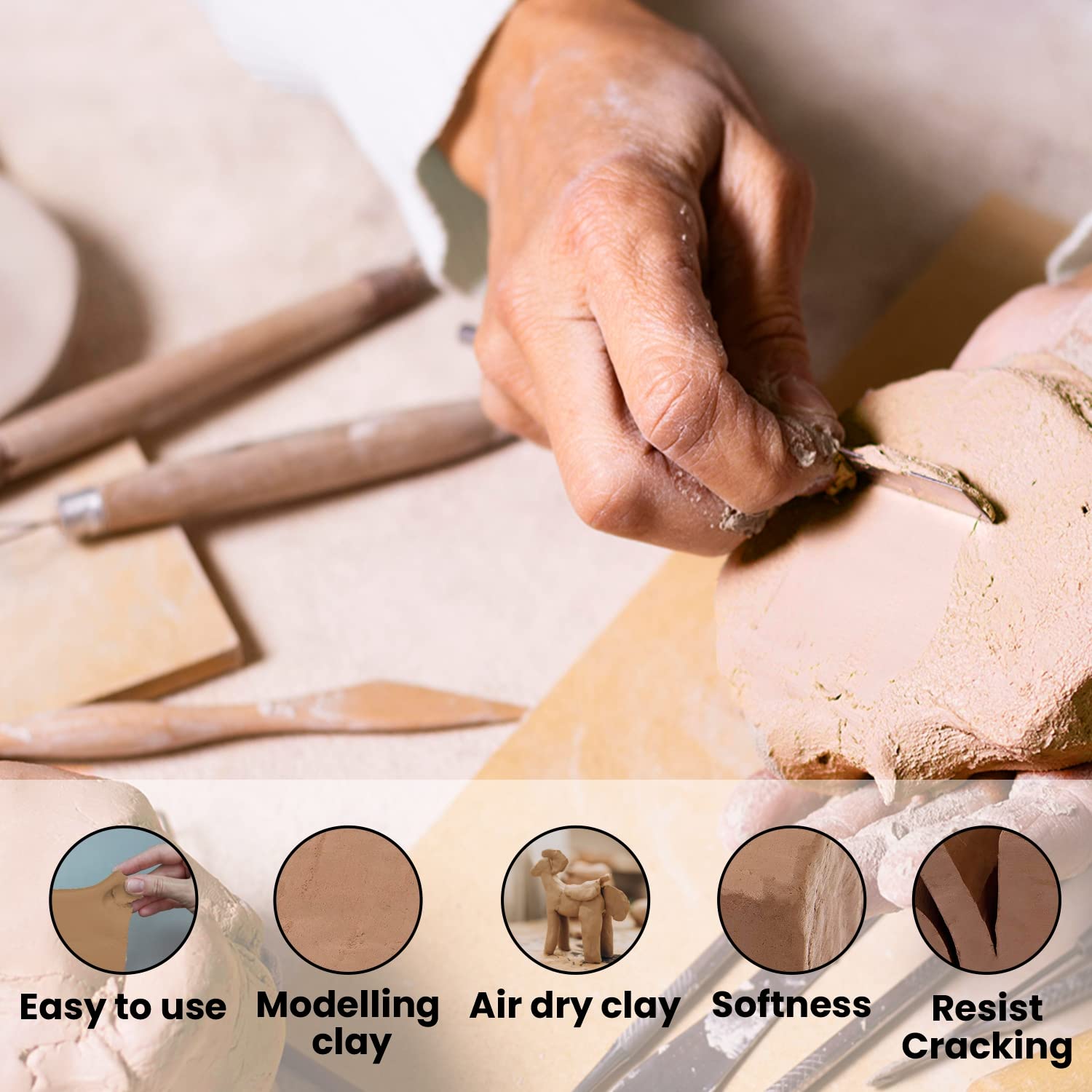 Premium Air Dry Clay - 10 lbs Terra Cotta Modeling Clay for Sculpting, DIY Crafts & Pottery | Non-Toxic, Self-Hardening Clay for Artists, Kids & Beginners | Perfect for Home Decor, School Projects & Gift Making