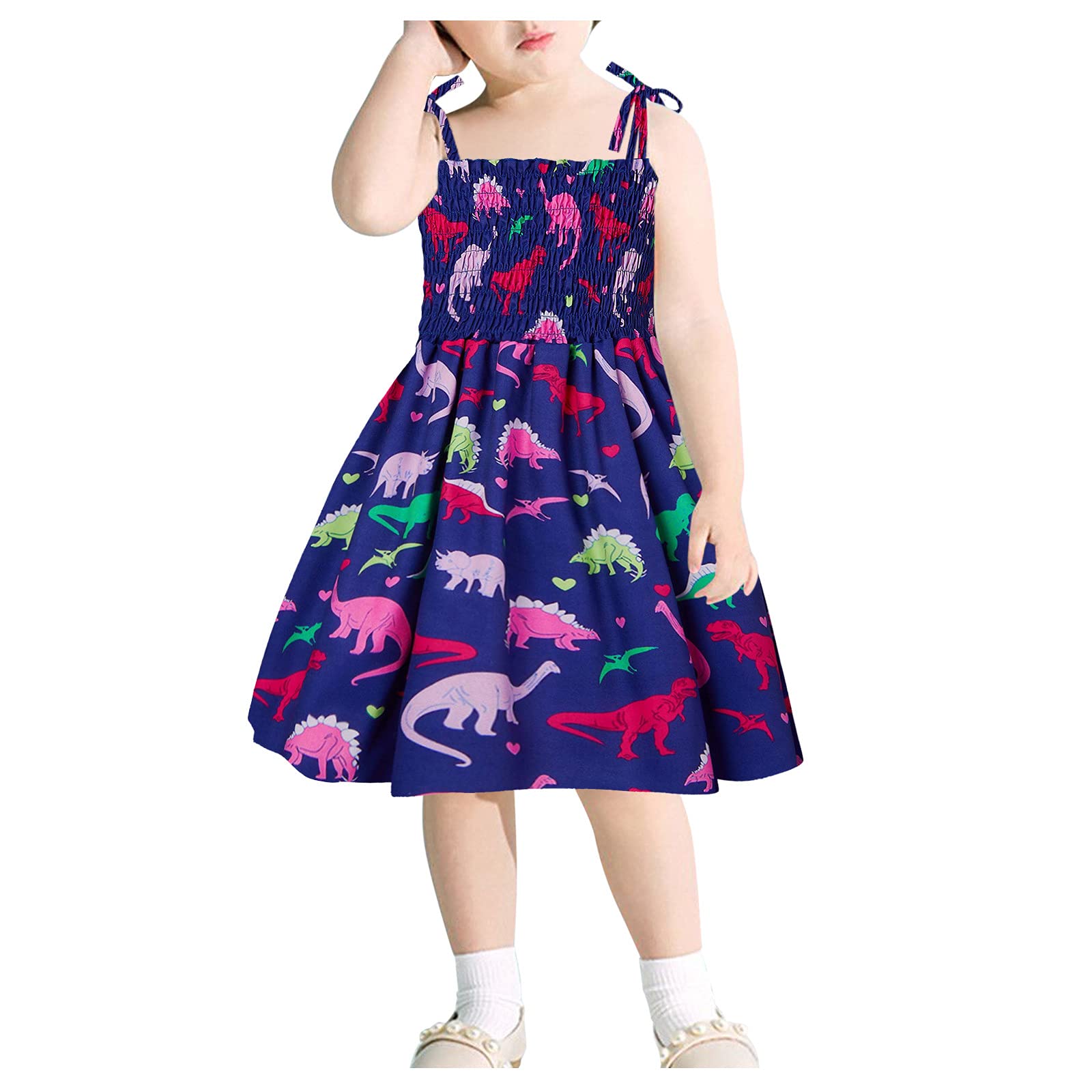 PaidaXing Girls Summer Dresses - Toddler & Baby Beach Casual Sleeveless Strap Dress with Jacket | Perfect for Beach Outings, Playdates & Summer Vacations