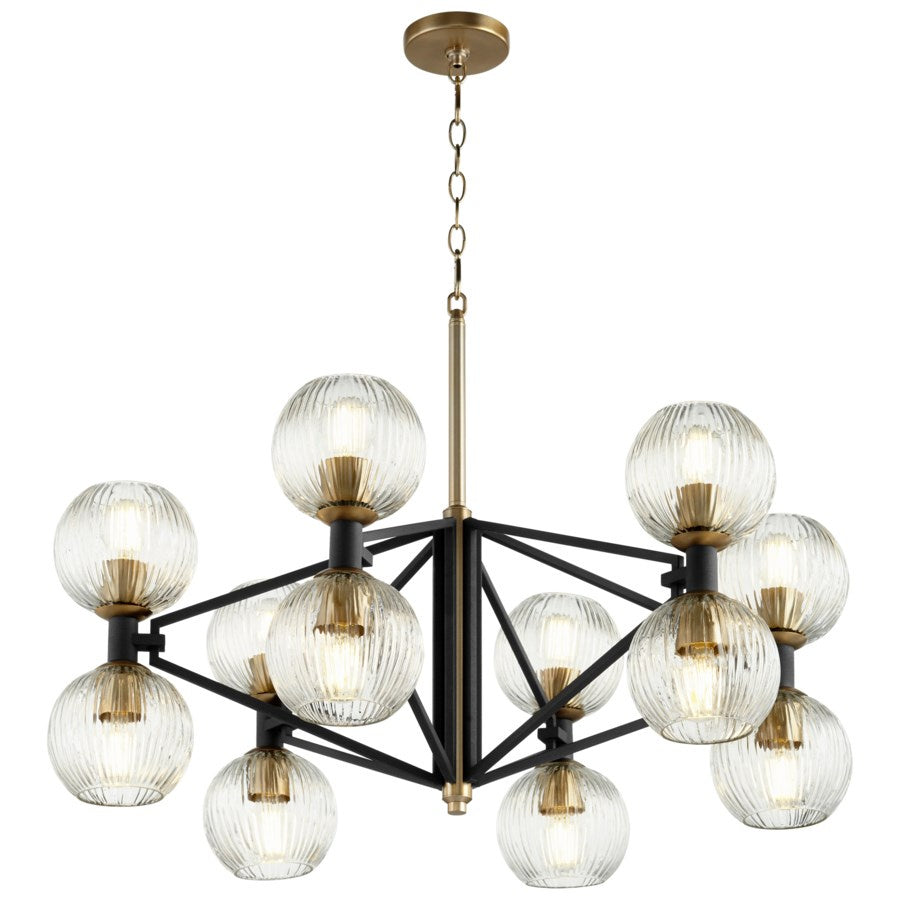 Cyan Design 10966 Helios Chandelier - Black & Aged Brass Large Modern Ceiling Light Fixture for Dining Room, Living Room, Bedroom Lighting Decor