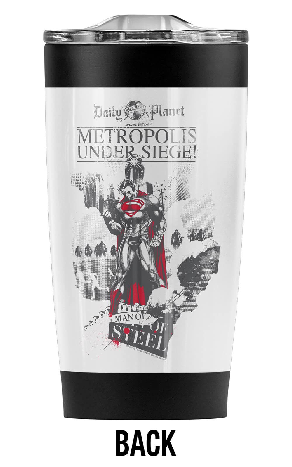 Superman Man of Steel Stainless Steel Tumbler 20oz - Vacuum Insulated Travel Mug with Leakproof Lid - Keeps Hot & Cold for Hours - Perfect for Coffee, Tea, Iced Drinks - Ideal for Office, Gym, Camping & Road Trips