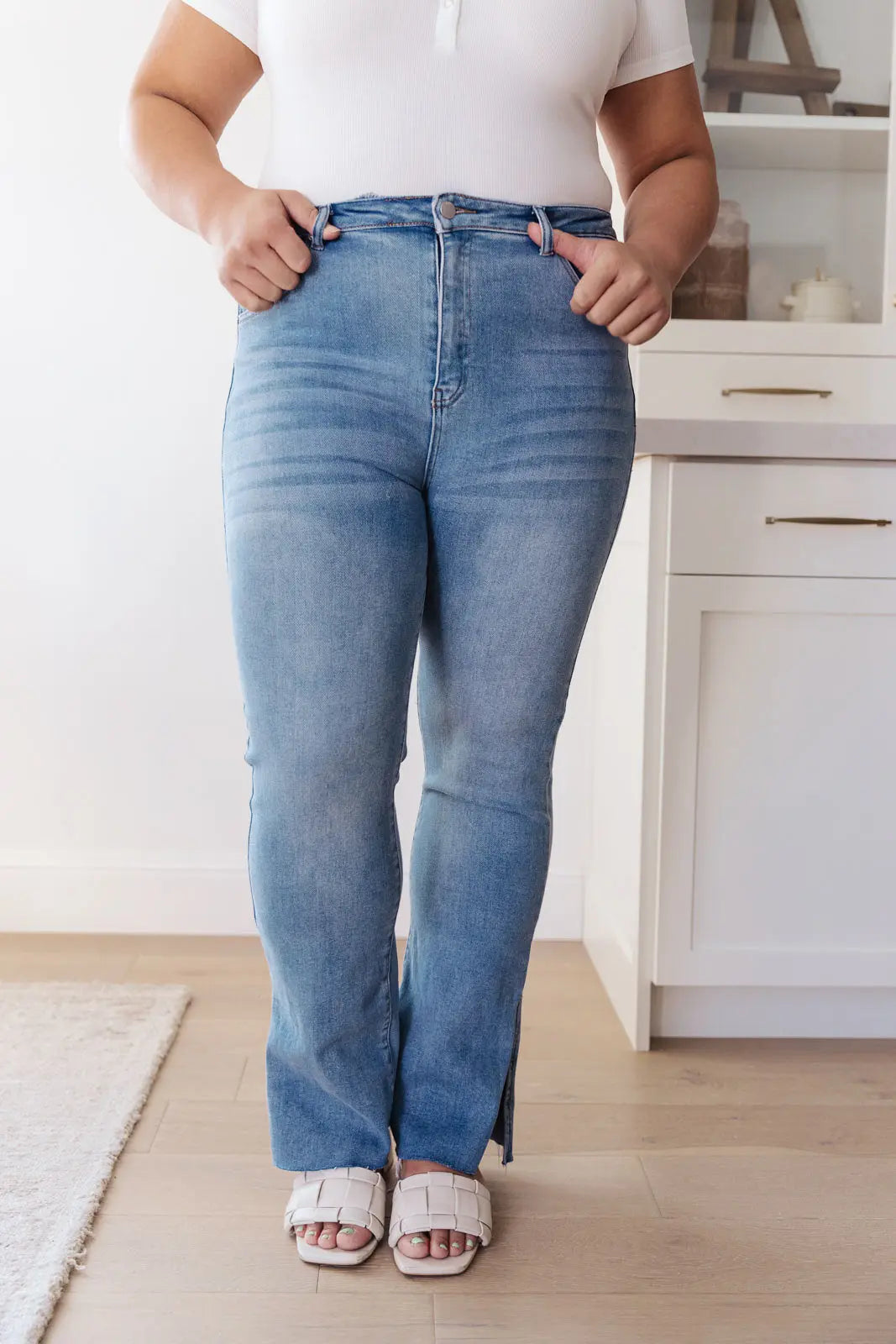 Jody Slim Flare Side Slit Jeans for Women - High Waisted Stretch Denim Pants with Side Slits | Perfect for Casual Outfits, Date Nights & Street Style