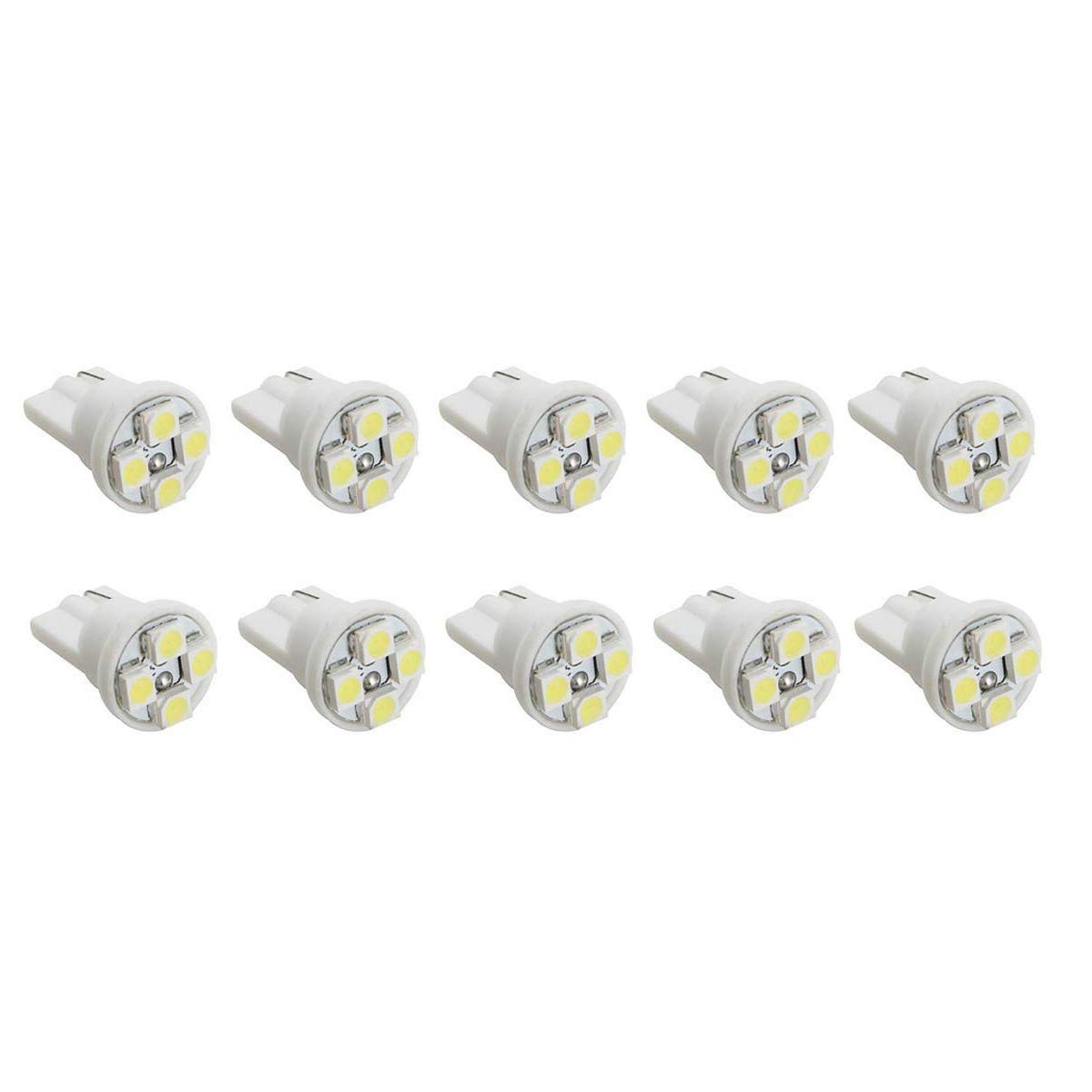 10-Pack 4 SMD LED Bulbs 168 194 2825 W5W White - Interior Dome Light & Map Light Replacement for Cars, Trucks, SUVs - Perfect for Night Driving and Cabin Illumination