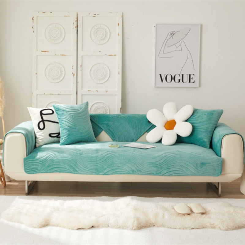 Tessa Textured Geometric Wave Sofa Slipcover - Modern Stretch Couch Cover for Living Room, Sectional, Loveseat - Protects Furniture from Pets, Kids & Spills (Fits 3-Seater Sofas) - Perfect for Home Decor & Daily Use
