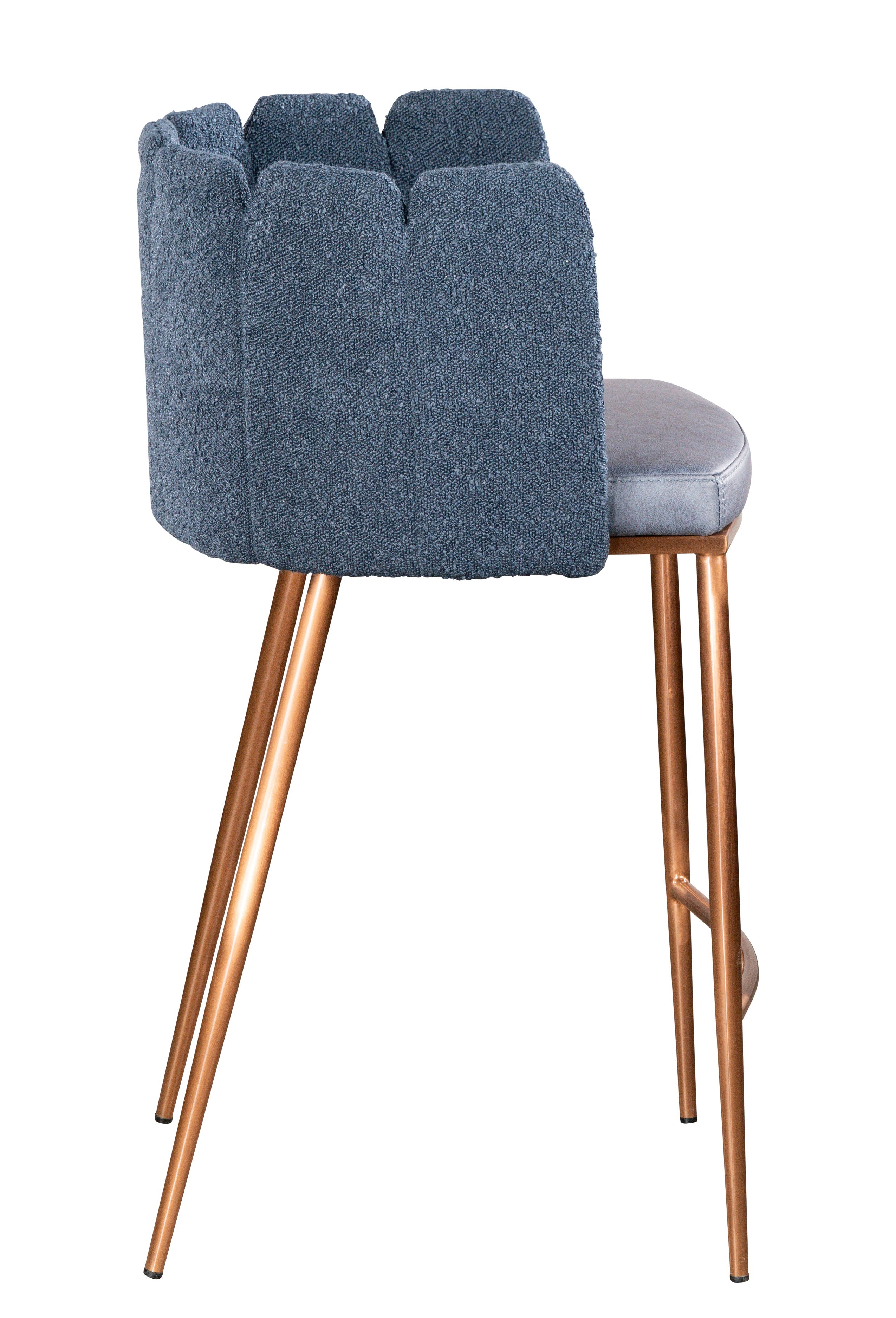 Blue and Bronze Marbella Counter Stool - Modern Kitchen Bar Stool with Metal Base for Dining Room, Breakfast Nook & Home Decor