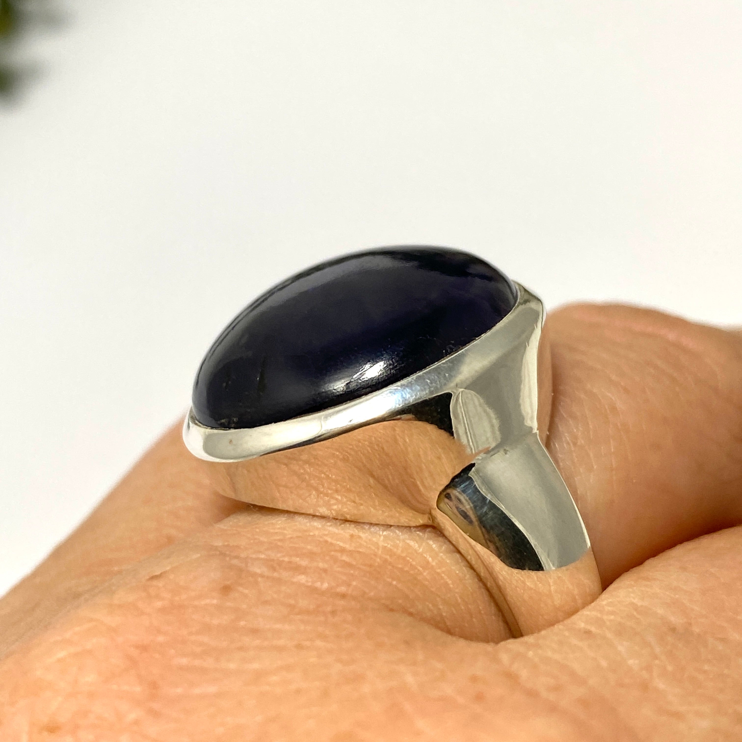Iolite Round Cabochon Ring Size 9.5 - Elegant Purple Gemstone Jewelry for Women, Perfect for Weddings, Parties & Special Occasions