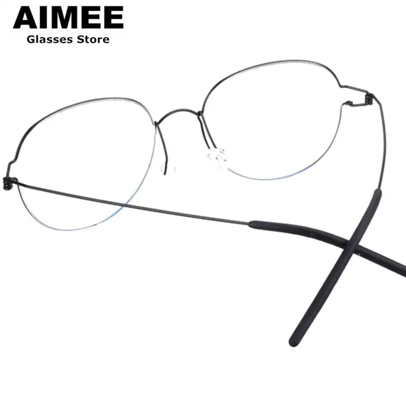Unisex Full Rim Oval Screwless Titanium Eyeglasses Frame 1743 - Lightweight Durable Glasses for Work, Reading & Everyday Use