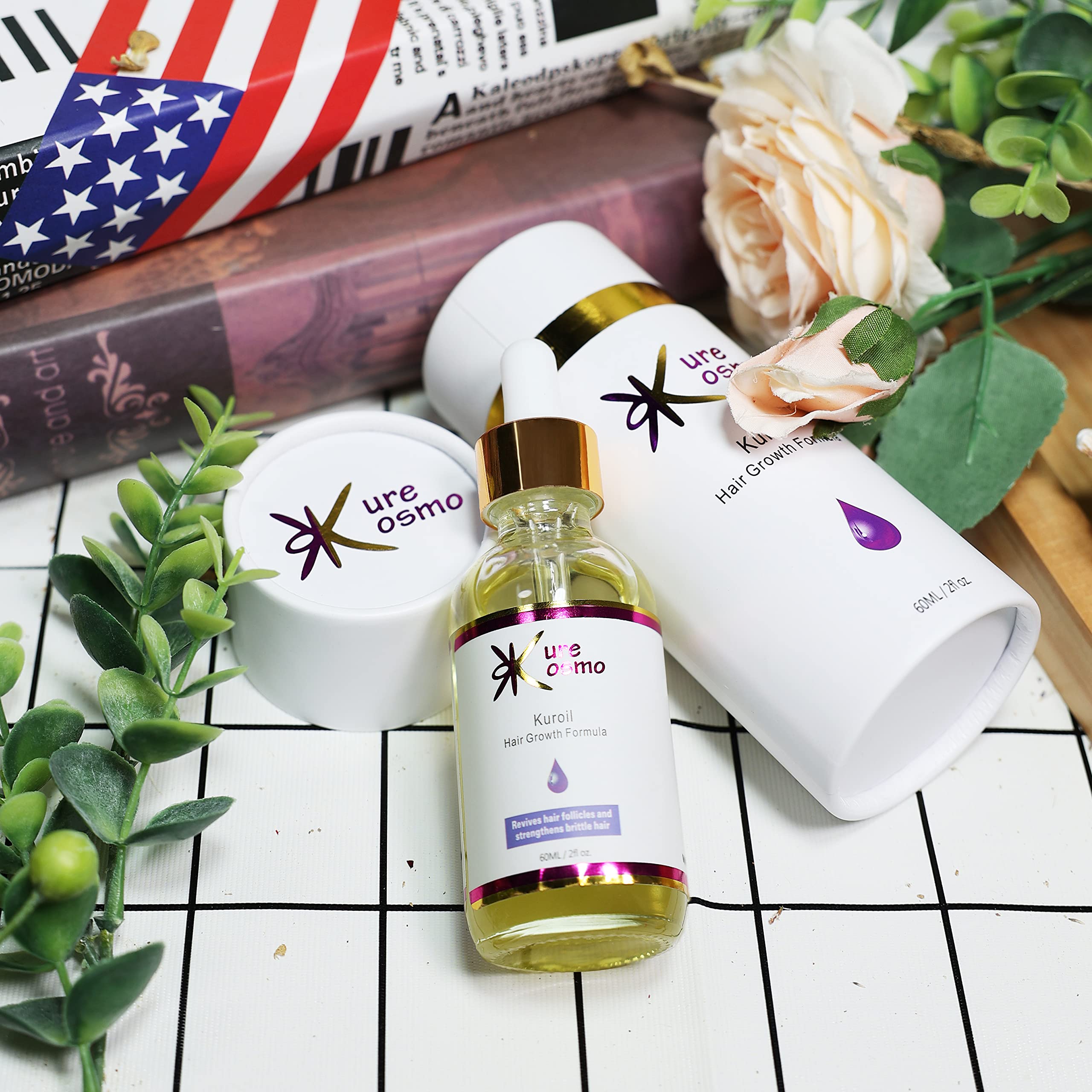 BRIRILINE Kure Kosmo Kuroil Hair Growth Formula - 100% Pure & Natural, Fast Hair Regrowth Treatment for Men & Women, Thickening & Restoring Damaged Hair, 50ml - Perfect for Daily Scalp Massage & Hair Care Routine