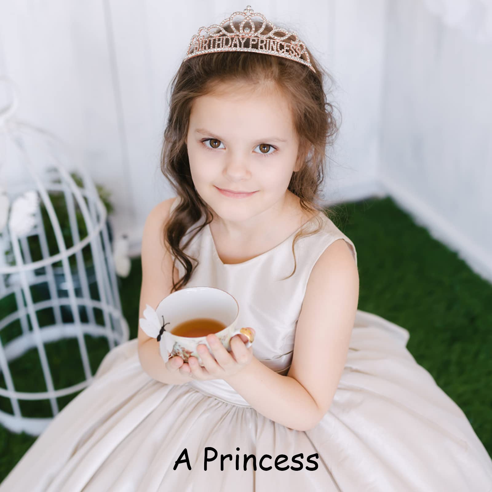 Royal Princess Crown & Sash Set - Sparkling Birthday Tiara for Women & Girls - Perfect Princess Party Decorations & Birthday Gifts - Ideal for Birthday Parties, Pageants, Dress-Up & Photo Shoots
