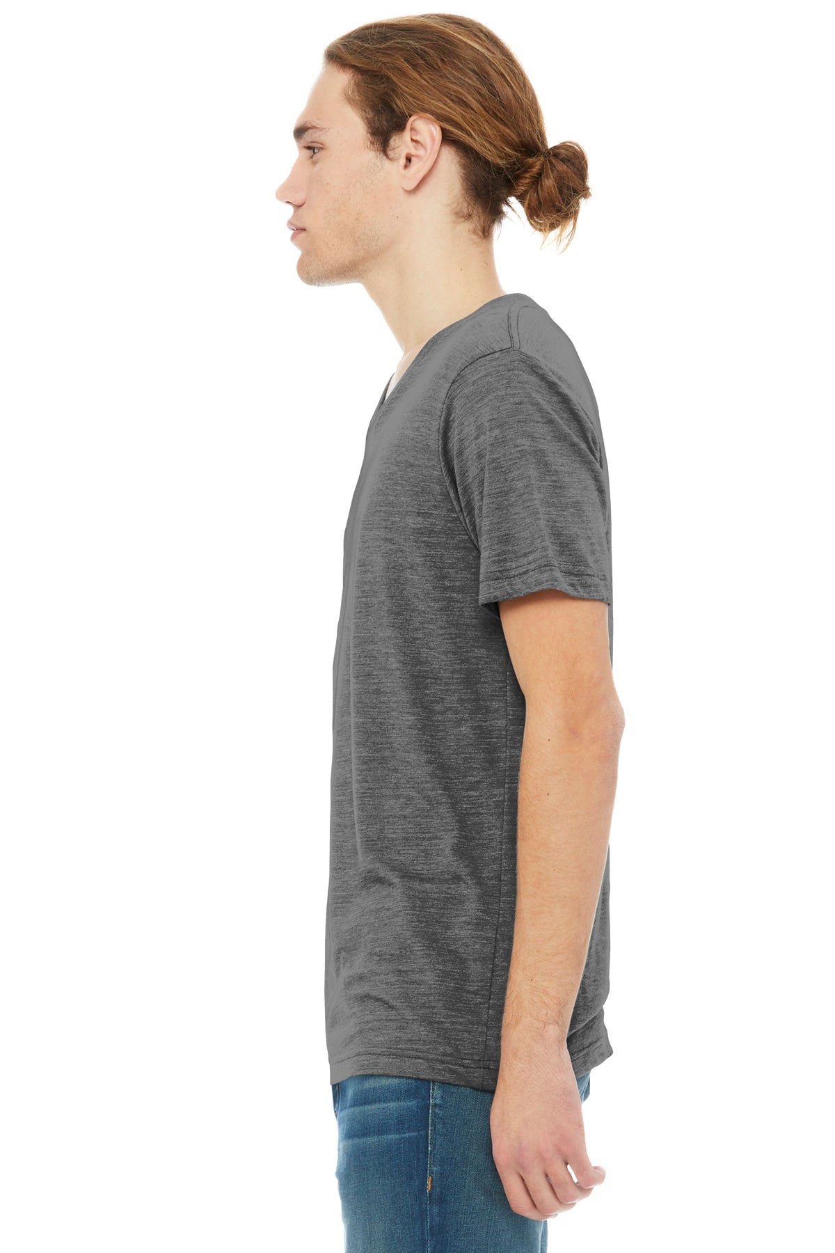 Bella Canvas Unisex Textured Jersey V-Neck T-Shirt - Soft Slub Fabric, Comfort Fit, Asphalt Color - Perfect for Casual Wear, Layering & Everyday Outfits