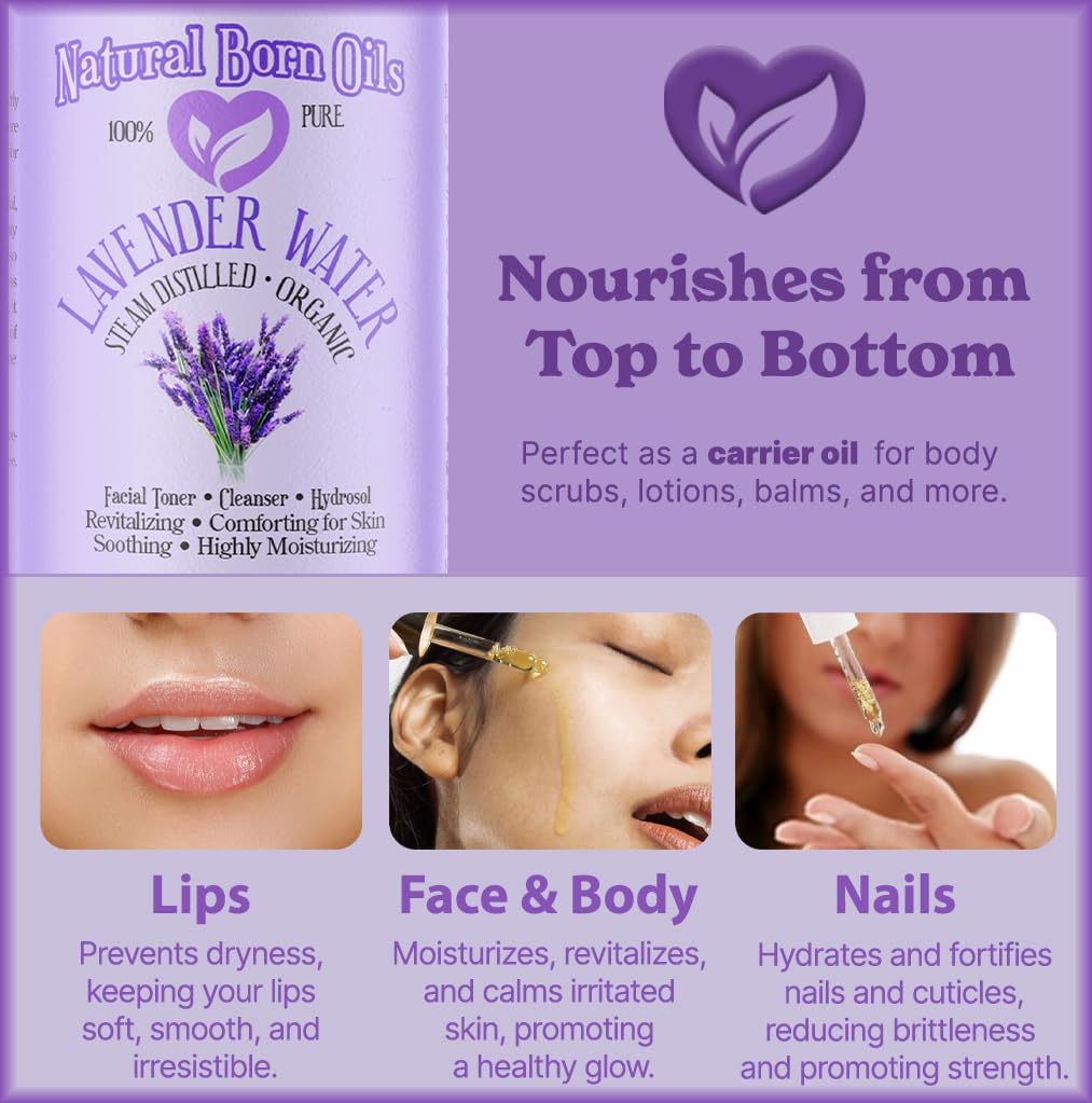 Organic Lavender Hydrosol Water - 1 Gallon Pure Natural Calming Essence for Skin Balancing, Hair & Scalp Care | Aromatherapy, DIY Beauty Products, Home Spa Relaxation