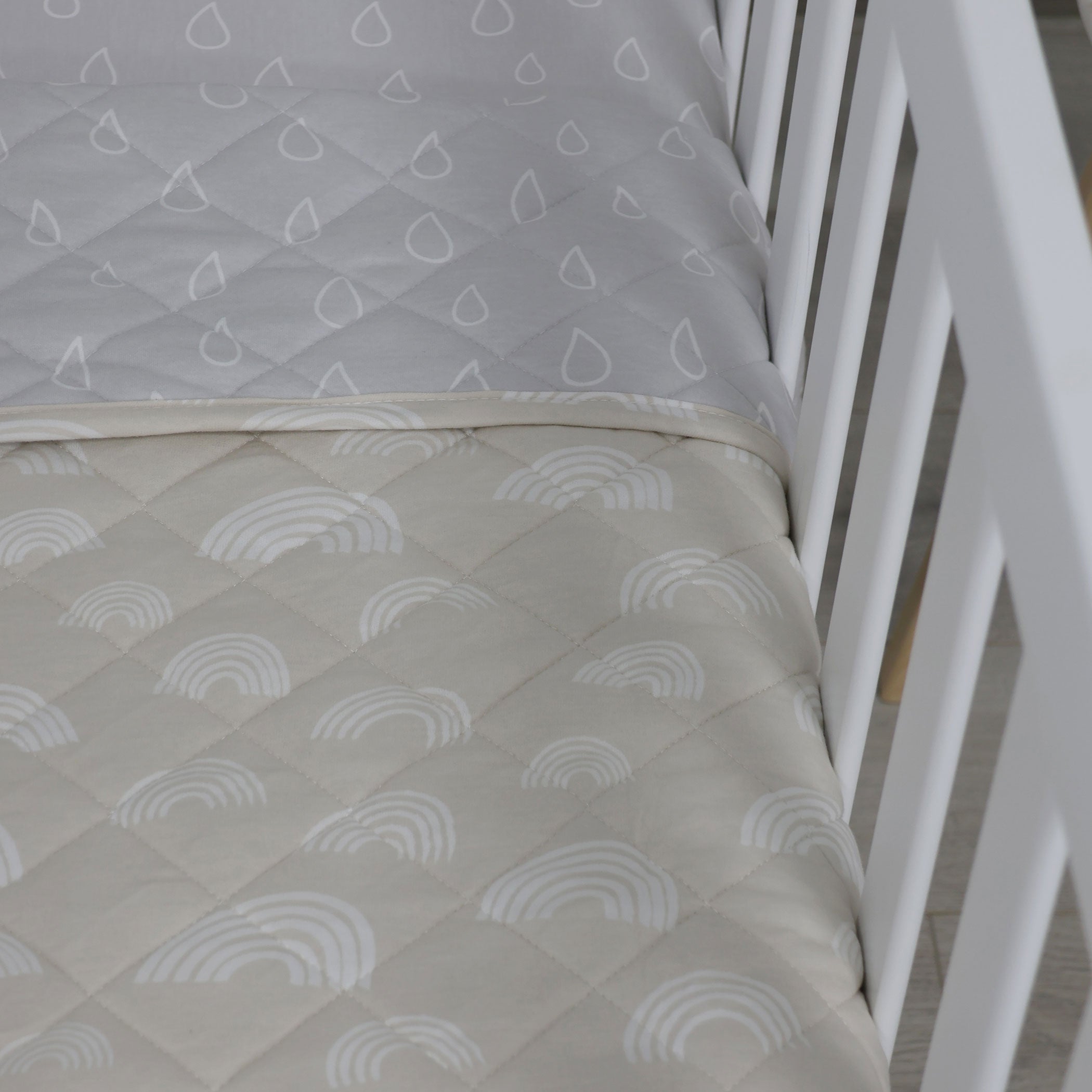 Nordic Reversible Baby Cot Quilt - Soft Grey & Sand Color - Perfect for Nursery, Crib, and Toddler Bed Comfort