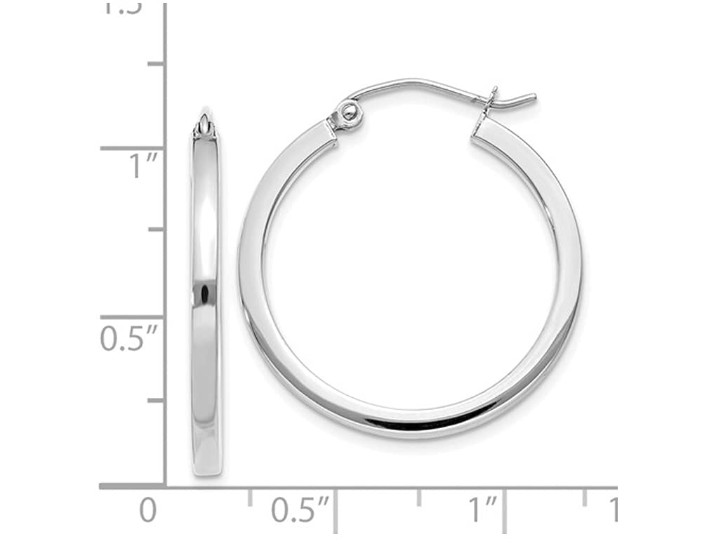 14K White Gold Small Hoop Earrings - 3/4 Inch (2.00mm) Dainty Everyday Studs for Women, Perfect for Work, Date Night & Gifts