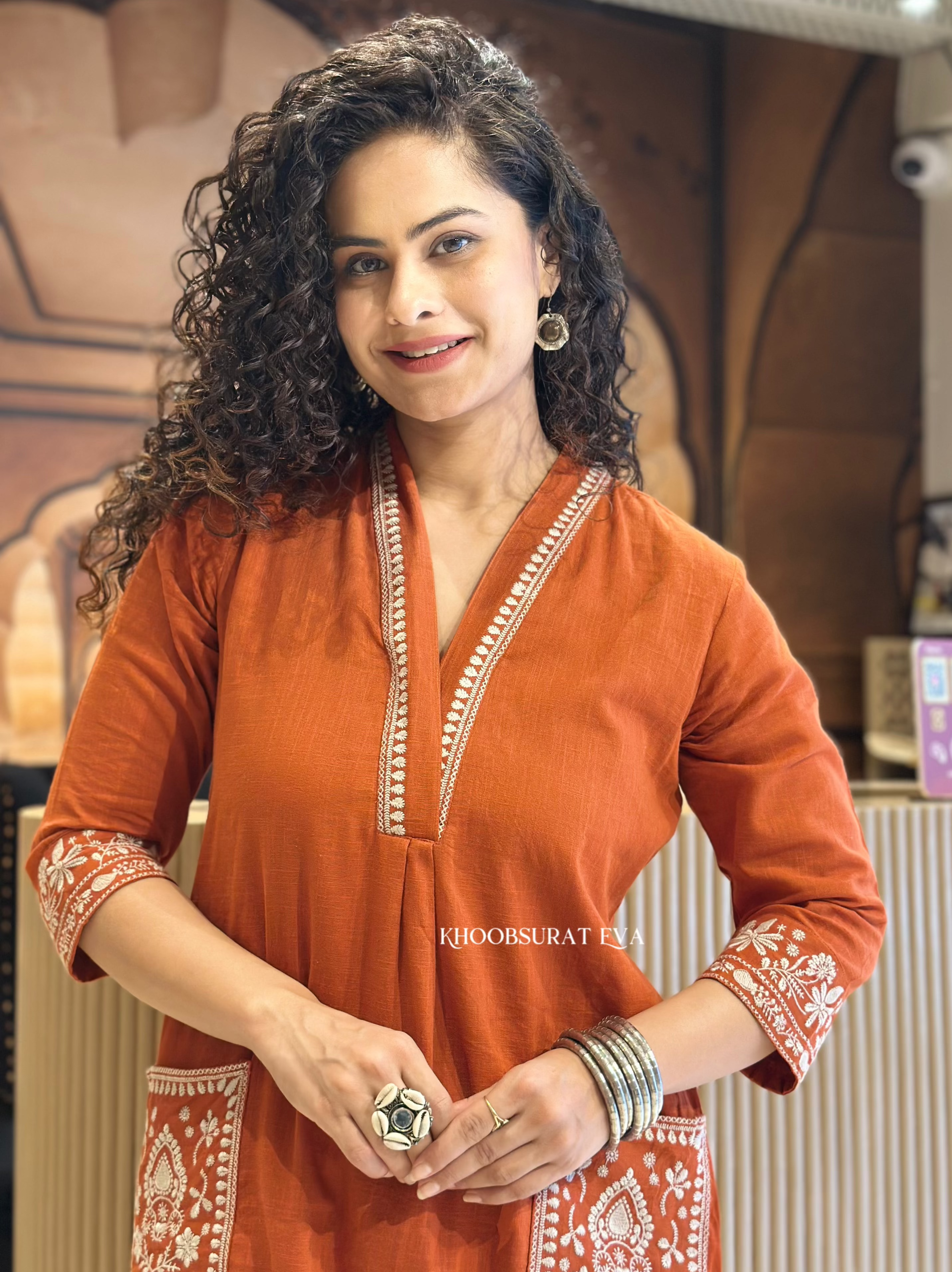 Stylish Rust Kurta Set for Women | Traditional Indian Ethnic Wear | Perfect for Festivals, Weddings & Casual Outings