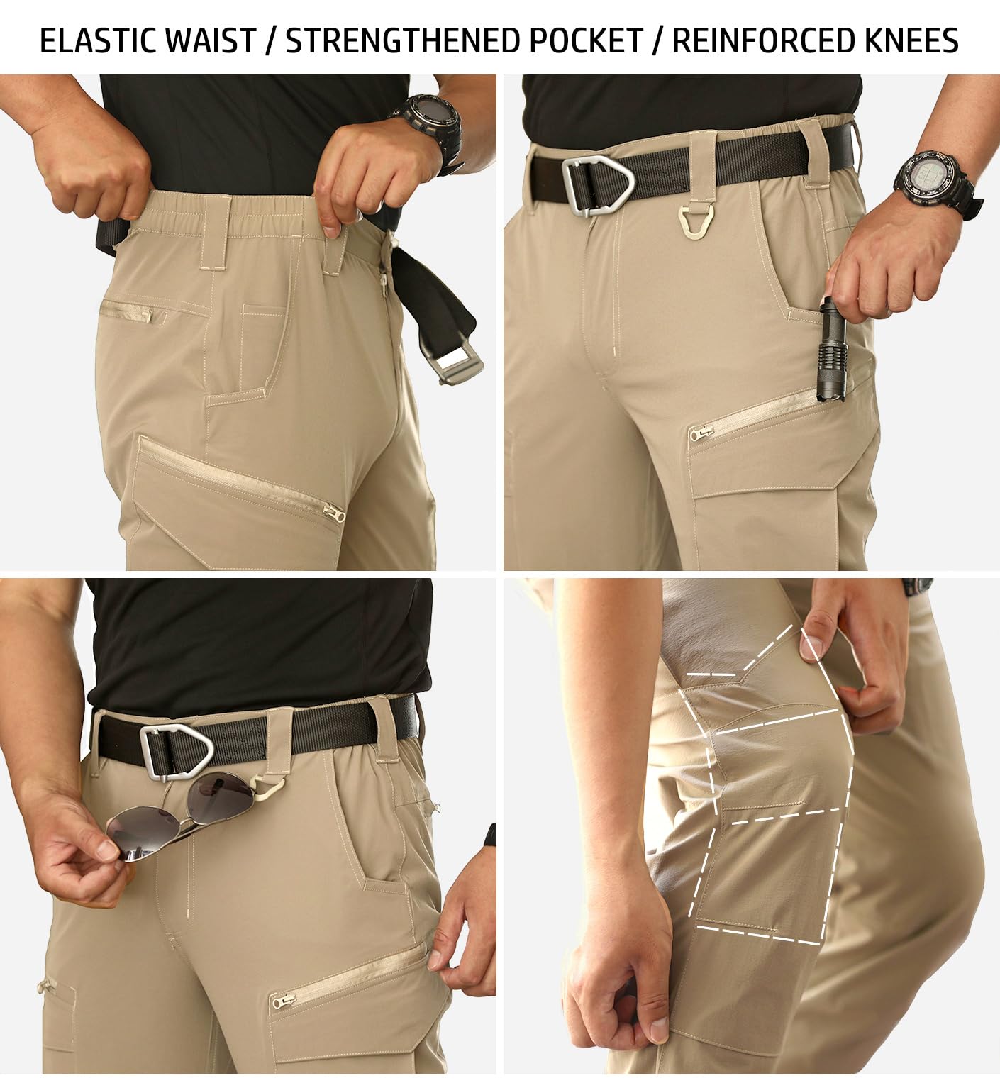 NAVEKULL Men's Lightweight Tactical Hiking Pants - Quick Dry, Stretchable Outdoor Cargo Pants with Multiple Pockets for Hiking, Camping & Work | Durable & Comfortable for Outdoor Adventures
