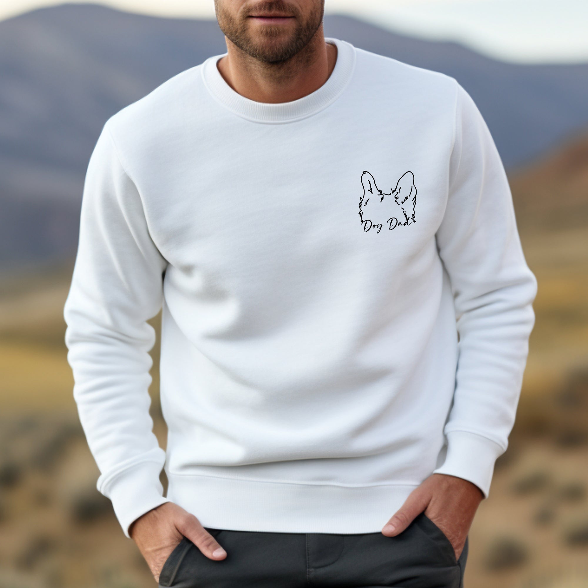 Personalized Dog Ears Crewneck Sweatshirt - Custom Graphic Pullover for Pet Lovers | Perfect for Casual Wear, Dog Walks & Matching Outfits