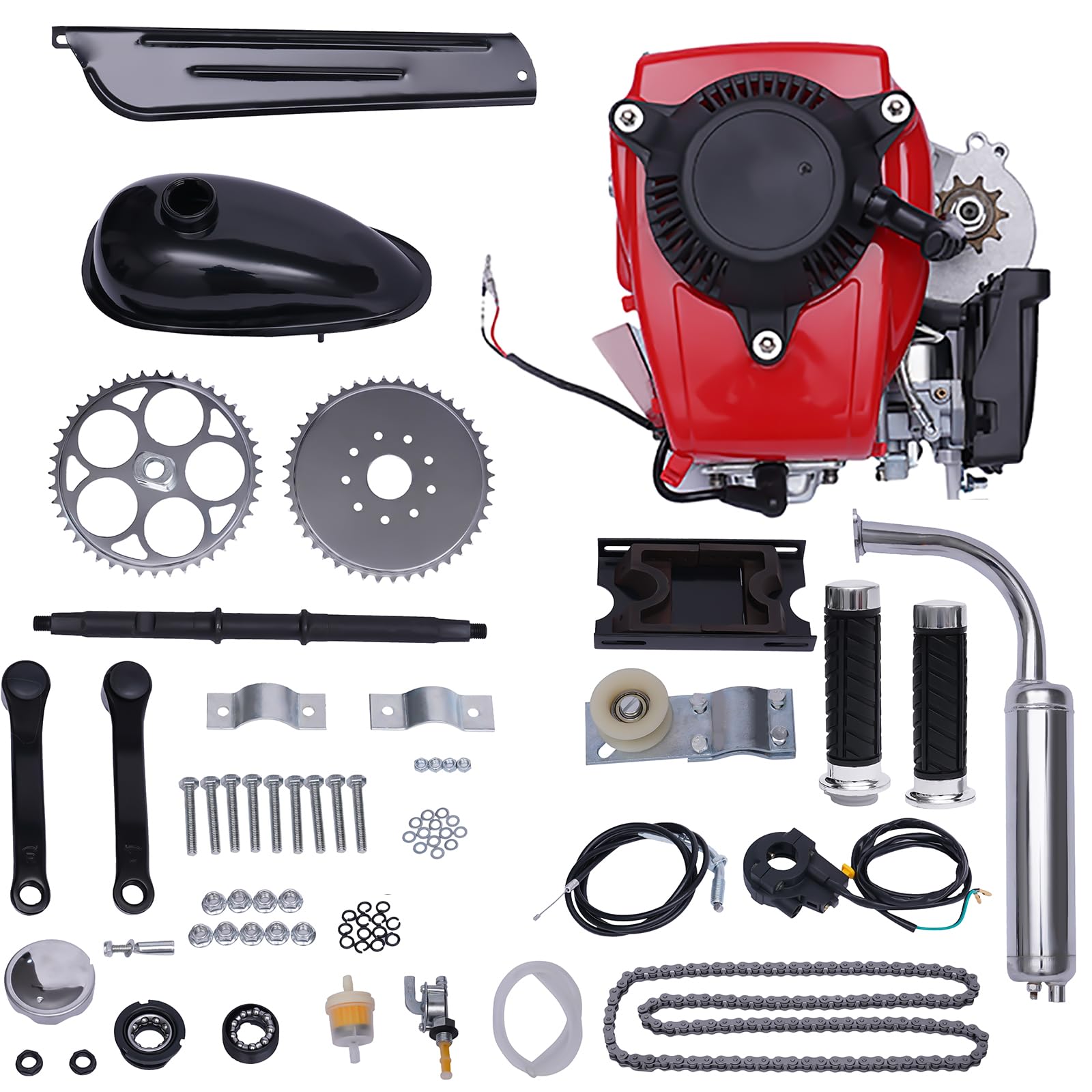 53CC 4-Stroke Bicycle Engine Kit - Gas Powered Motorized Bike Conversion Kit for Adults - Single Cylinder Air-Cooled Chain Drive Scooter Motor - Perfect for Commuting, Off-Road Adventures & DIY Bike Projects