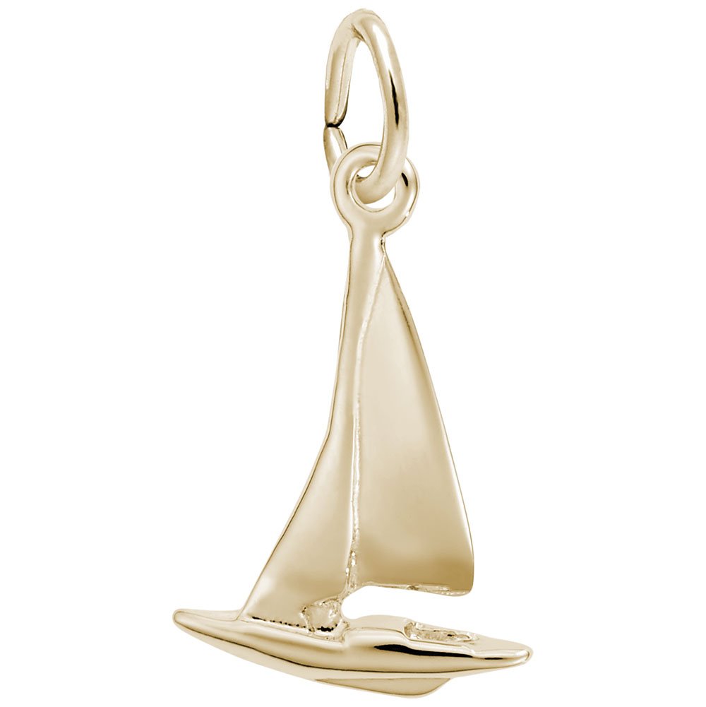 10K Yellow Gold Sailboat Charm Pendant - Elegant Jewelry for Bracelets & Necklaces - Perfect for Nautical Gifts, Beach Weddings, and Summer Fashion Accessories