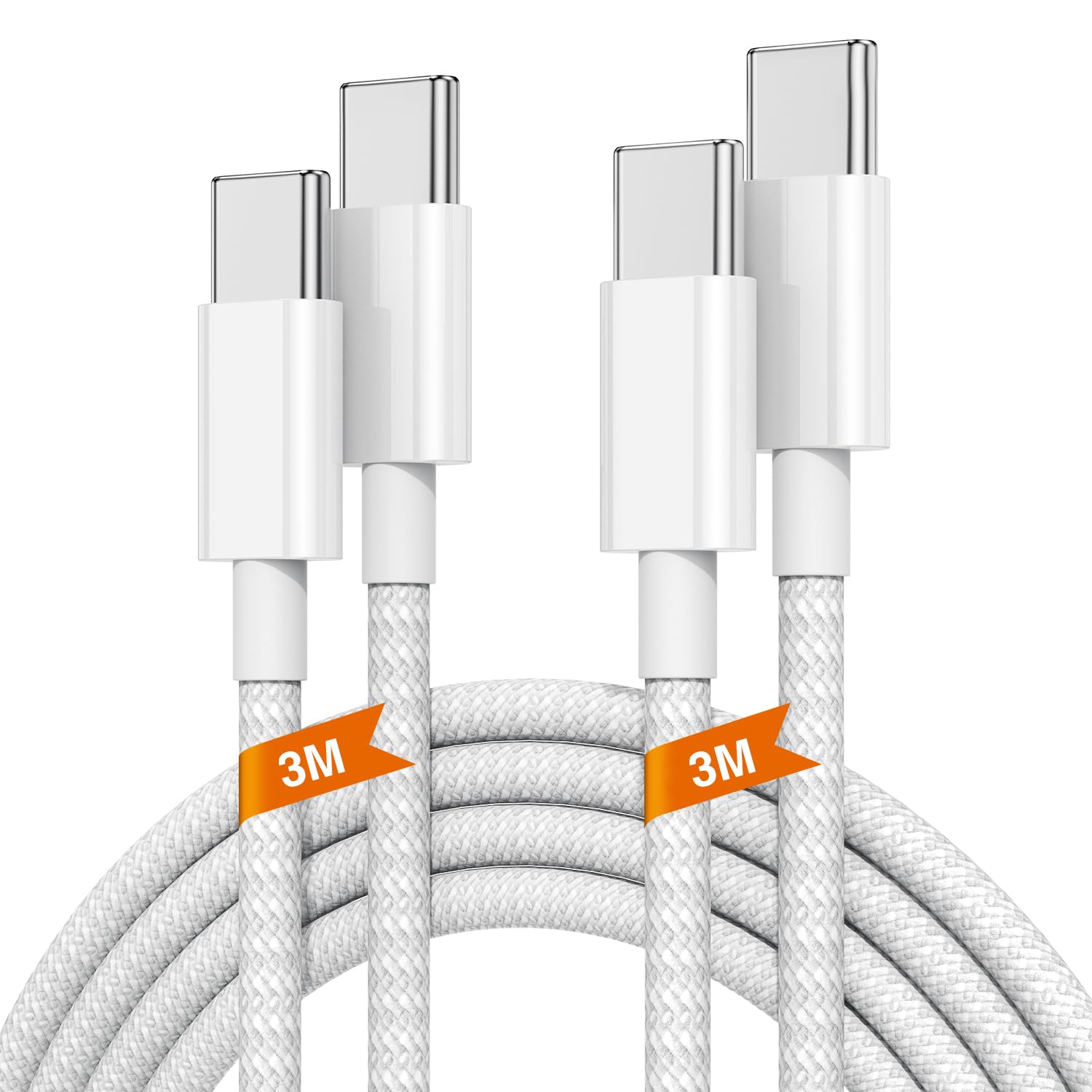 60W USB C to C Fast Charging Cable 10ft - Type C Charger Cord for iPhone 16 Pro Max/15 Pro, MacBook Pro 2021-2018, iPad Pro/Air/Mini & Samsung Galaxy - Durable Long Charger for Home, Office & Travel