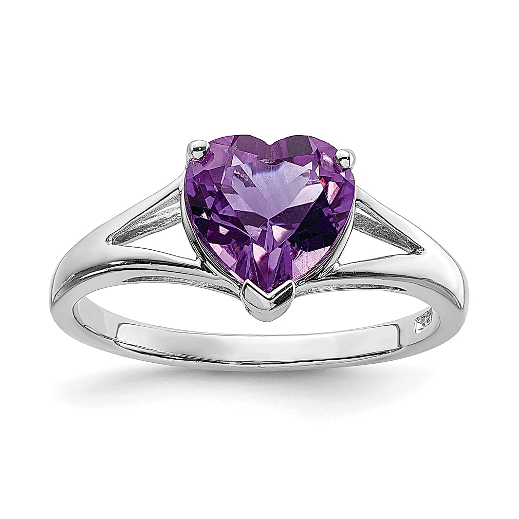 925 Sterling Silver Purple Amethyst Band Ring for Women - Dainty Love Gemstone Jewelry Gift for Her, Perfect for Valentine's Day, Anniversary & Special Occasions