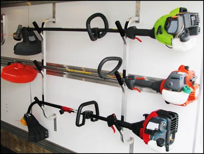 Triton 13685 Heavy Duty Aluminum Trimmer Rack Kit - Wall Mount Storage Organizer for Landscaping Tools, Lawn Mower Accessories & Garden Equipment - Perfect for Garage, Shed & Outdoor Tool Organization