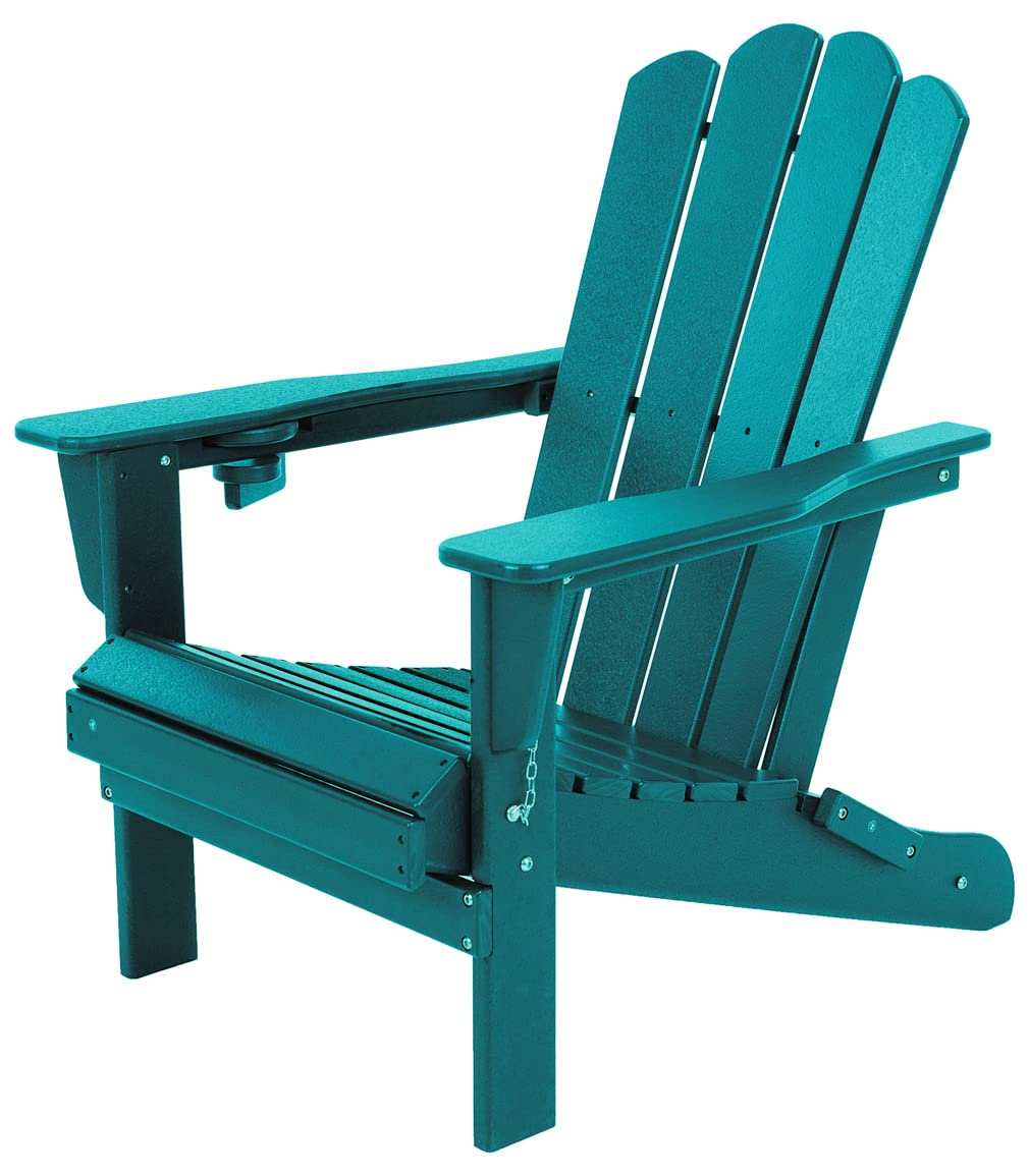 Extra Large Blue Folding Adirondack Chairs - HDPE Weather-Resistant Outdoor Patio Furniture for Deck, Backyard, Lawn & Garden - Perfect for Campfires, Poolside Relaxation & Outdoor Gatherings