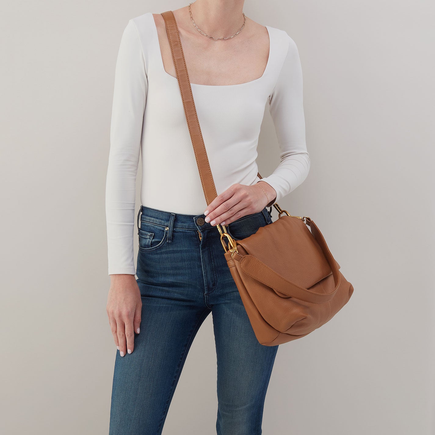 Harley Convertible Shoulder Bag in Pebbled Leather - Warm Honey Brown Crossbody Purse for Women | Perfect for Work, Travel & Everyday Use
