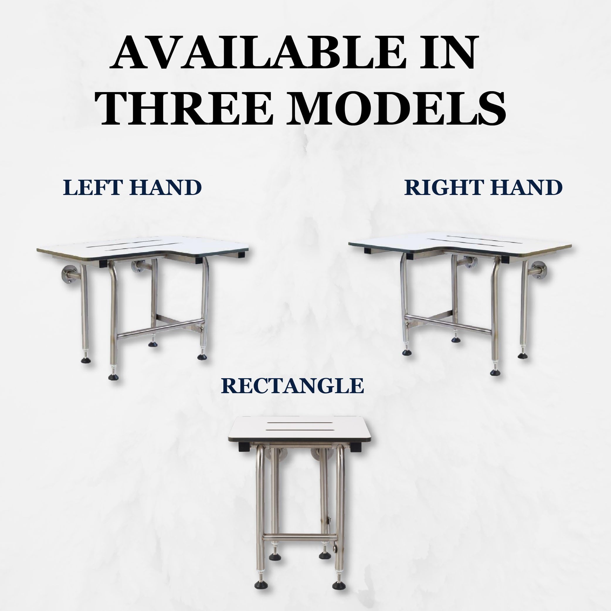 **Heavy Duty ADA Shower Chair with Legs - 400lbs Capacity, 304 Stainless Steel Frame - Folding Shower Seat for Elderly & Disabled (18”x16”) - Wall Mounted or Freestanding - Ideal for Bathroom Safety & Accessibility**    *(Use Case: Perfect for seniors, disabled individuals, or post-surgery recovery, providing secure seating in showers, bathtubs, or wet rooms.)*