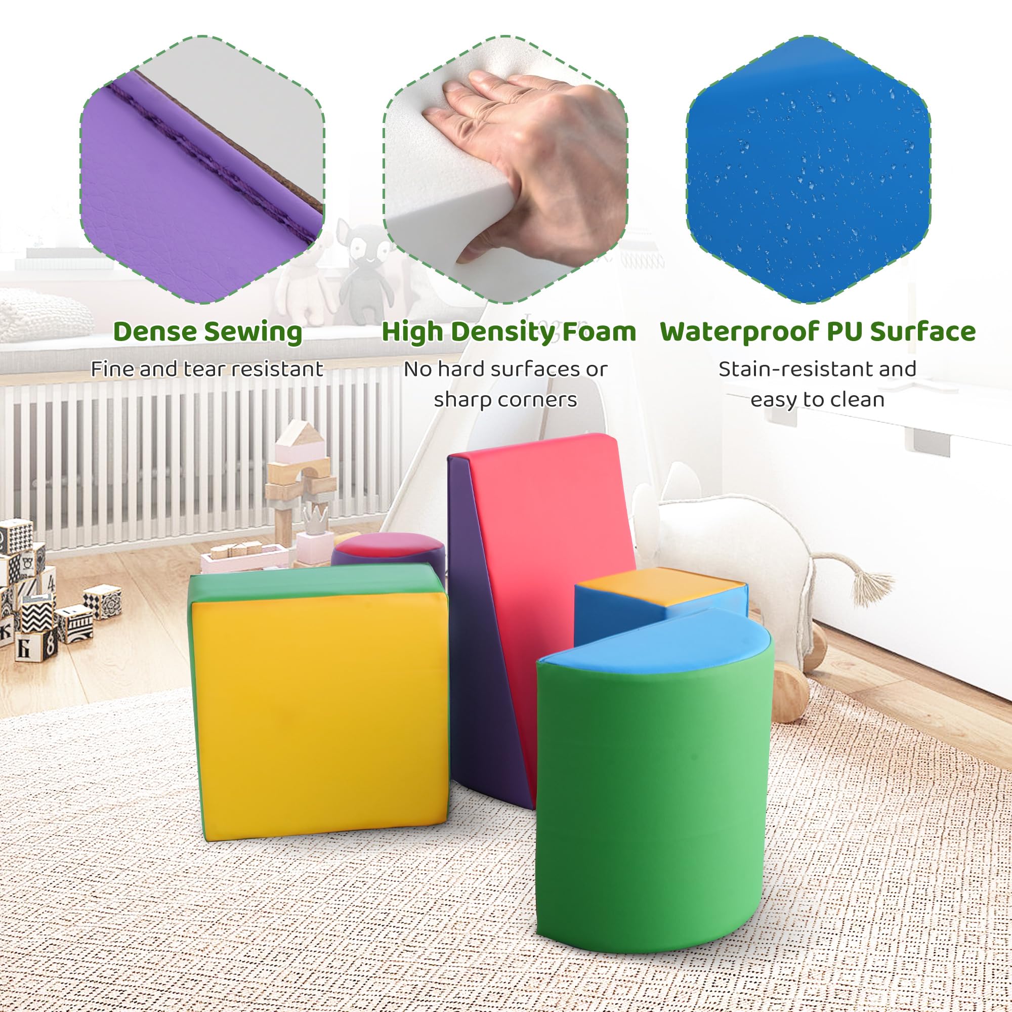 Foam Climbing Blocks for Toddlers 1-3 Years - 5-Piece Indoor Active Play Set for Kids, Safe Climb and Crawl Activity Toys for Home, Preschool & Daycare - Perfect for Developing Motor Skills & Active Playtime
