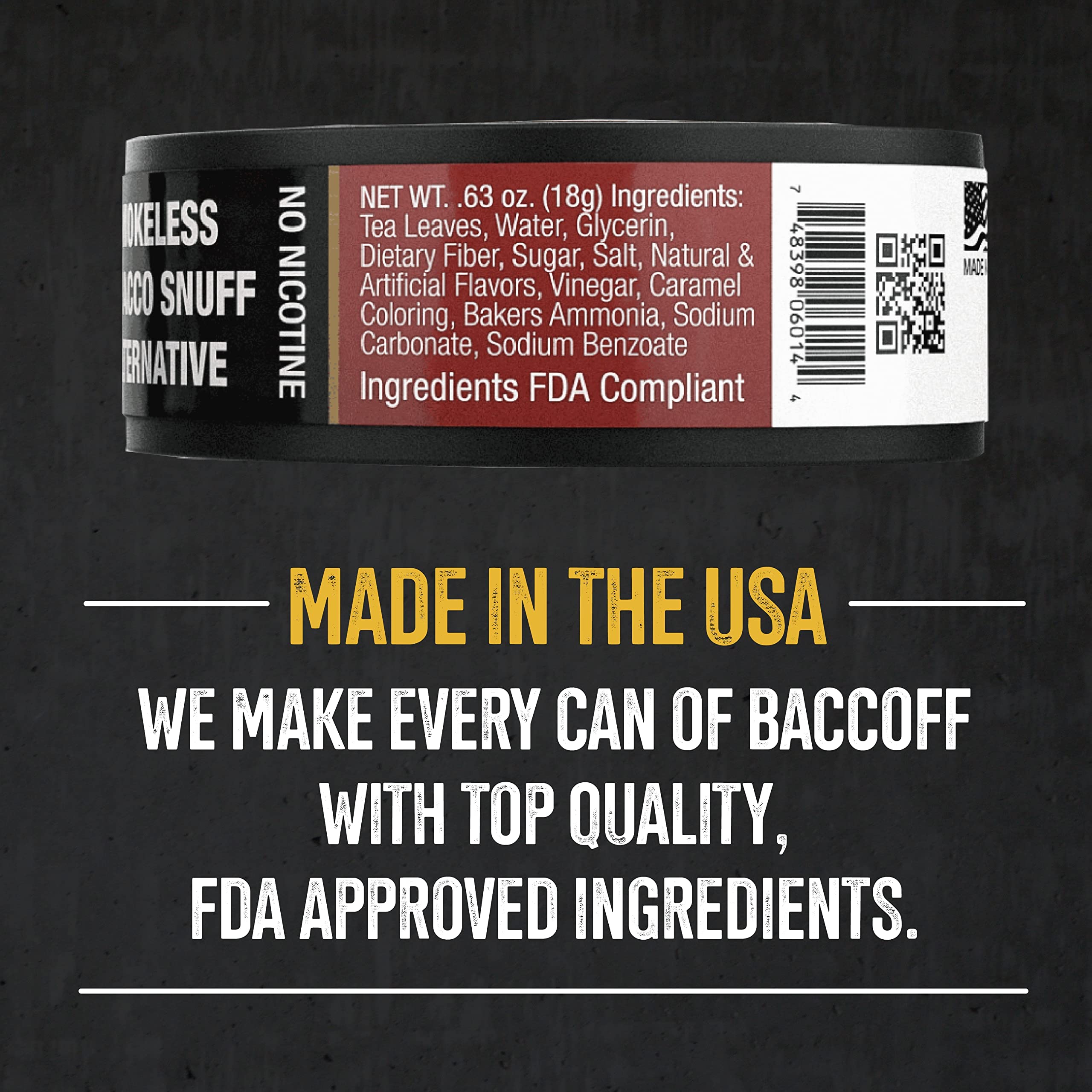 BaccOff Classic Straight Pouches - Tobacco Free & Nicotine Free Snuff Alternative - 1 Can - Perfect for Work, Travel & Smoke-Free Lifestyle