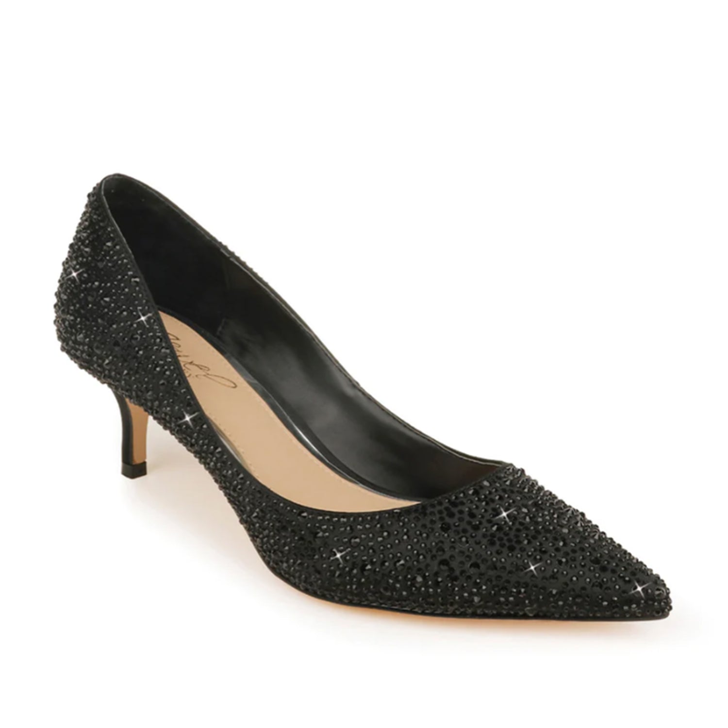 Badgley Mischka Women's Frenchie Black Leather Pointed Toe Pumps - Elegant Dress Shoes for Weddings, Parties & Office Wear