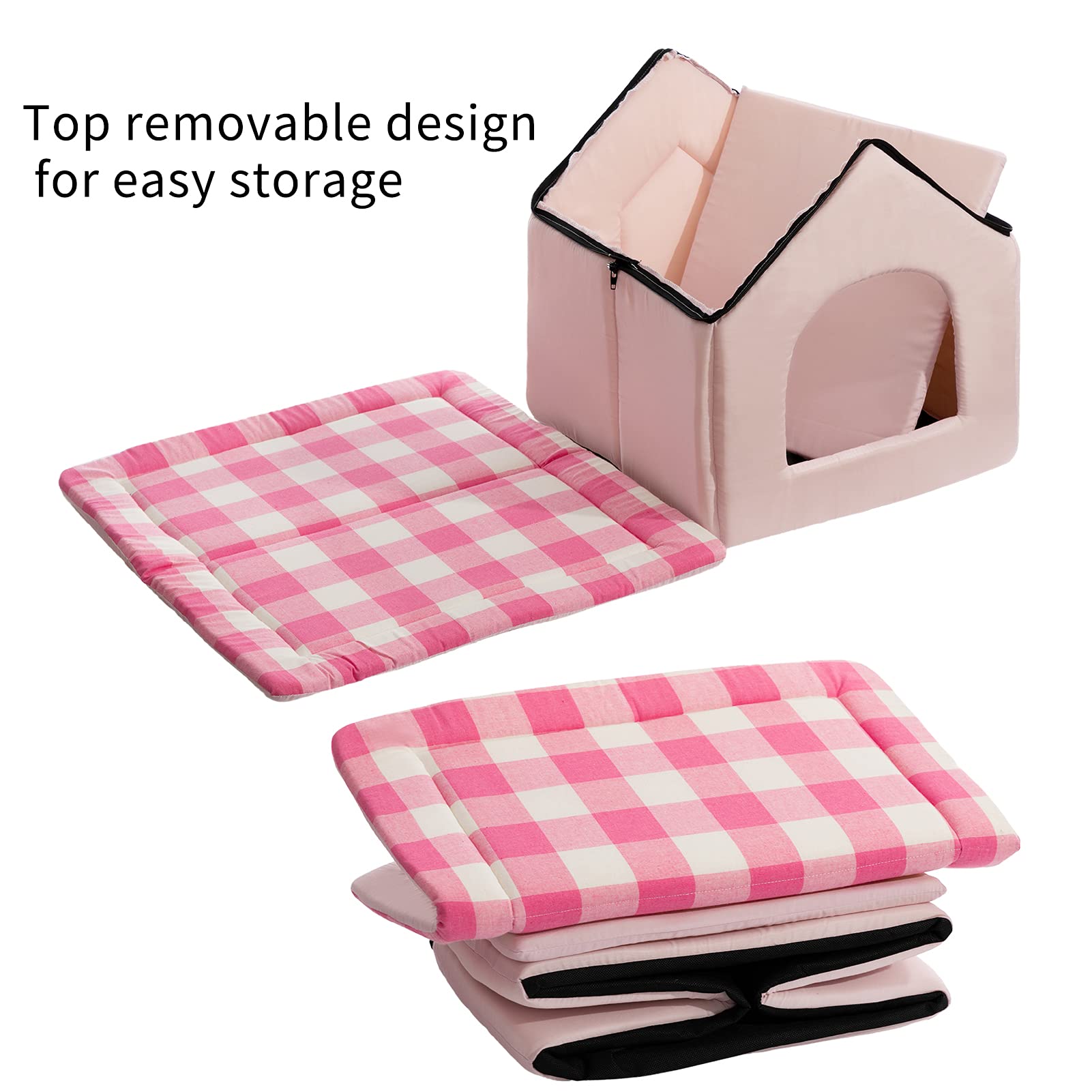 Hollypet Cozy Pet Bed - Warm Cave Nest Sleeping Bed for Cats & Small Dogs - Soft Pink Puppy House - Perfect for Indoor Comfort & Winter Warmth
