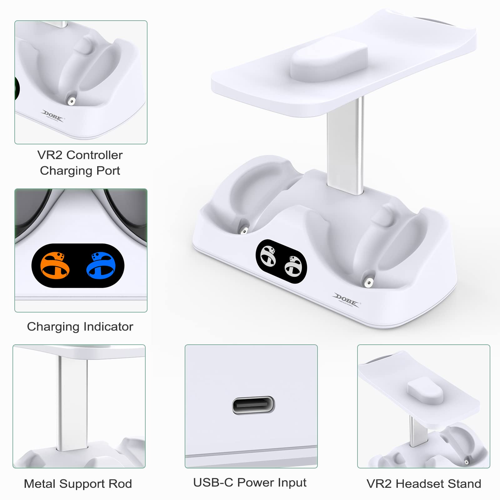 FASTSNAIL PS5 VR2 Charging Station - Playstation VR2 Headset Stand & Dual Sense Controller Dock - Fast Charging Dock for PS VR2 Accessories - Perfect for Gaming Setup & VR Storage Organization