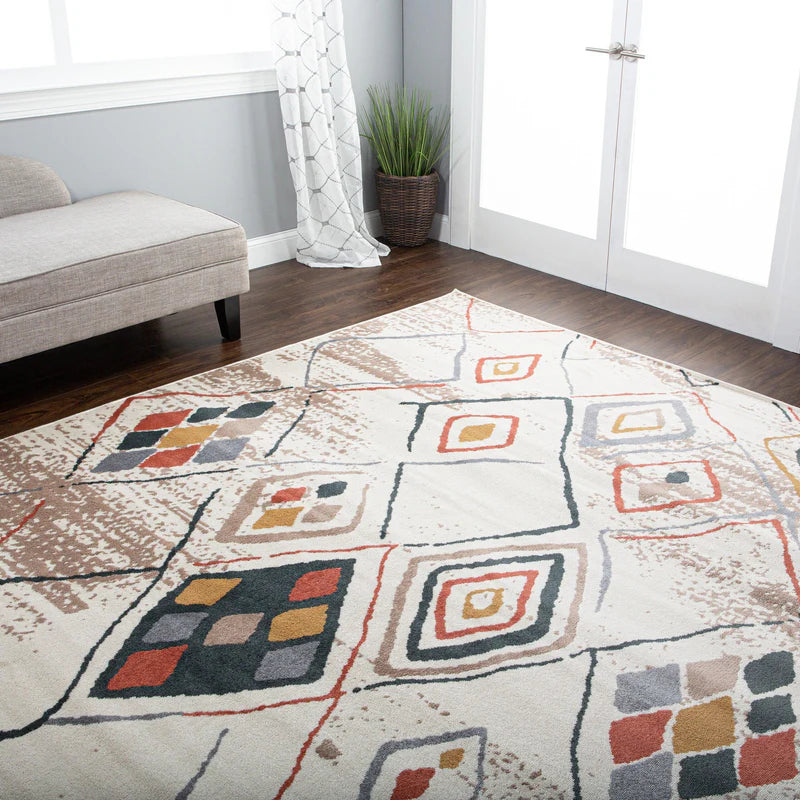 Southwestern Geometric Indoor Area Rug or Runner Rug - Boho Chic Home Decor for Living Room, Bedroom, or Entryway