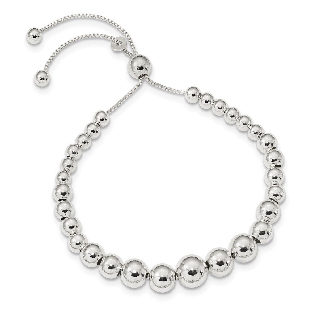 Sterling Silver Graduated Beads Adjustable Chain Necklace for Women - Elegant Layered Beaded Jewelry for Everyday Wear & Special Occasions