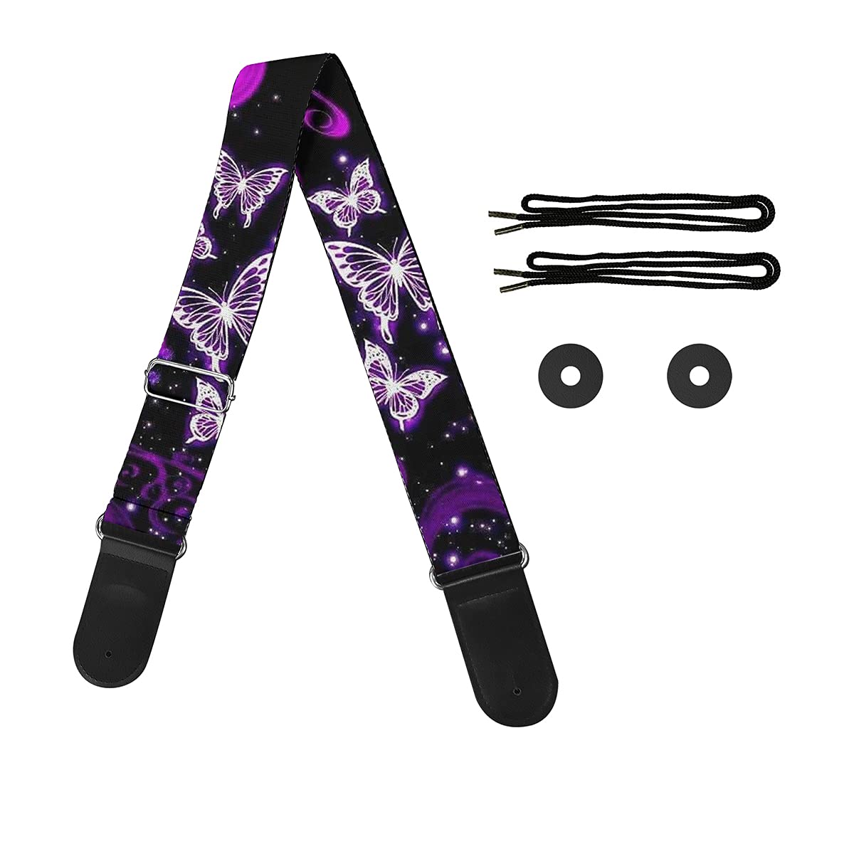 Premium Adjustable Guitar Straps with Strap Locks - Compatible with Bass, Electric & Acoustic Guitars - Durable Leather Ends & Polyester Material - Perfect for Live Performances, Studio Sessions & Practice