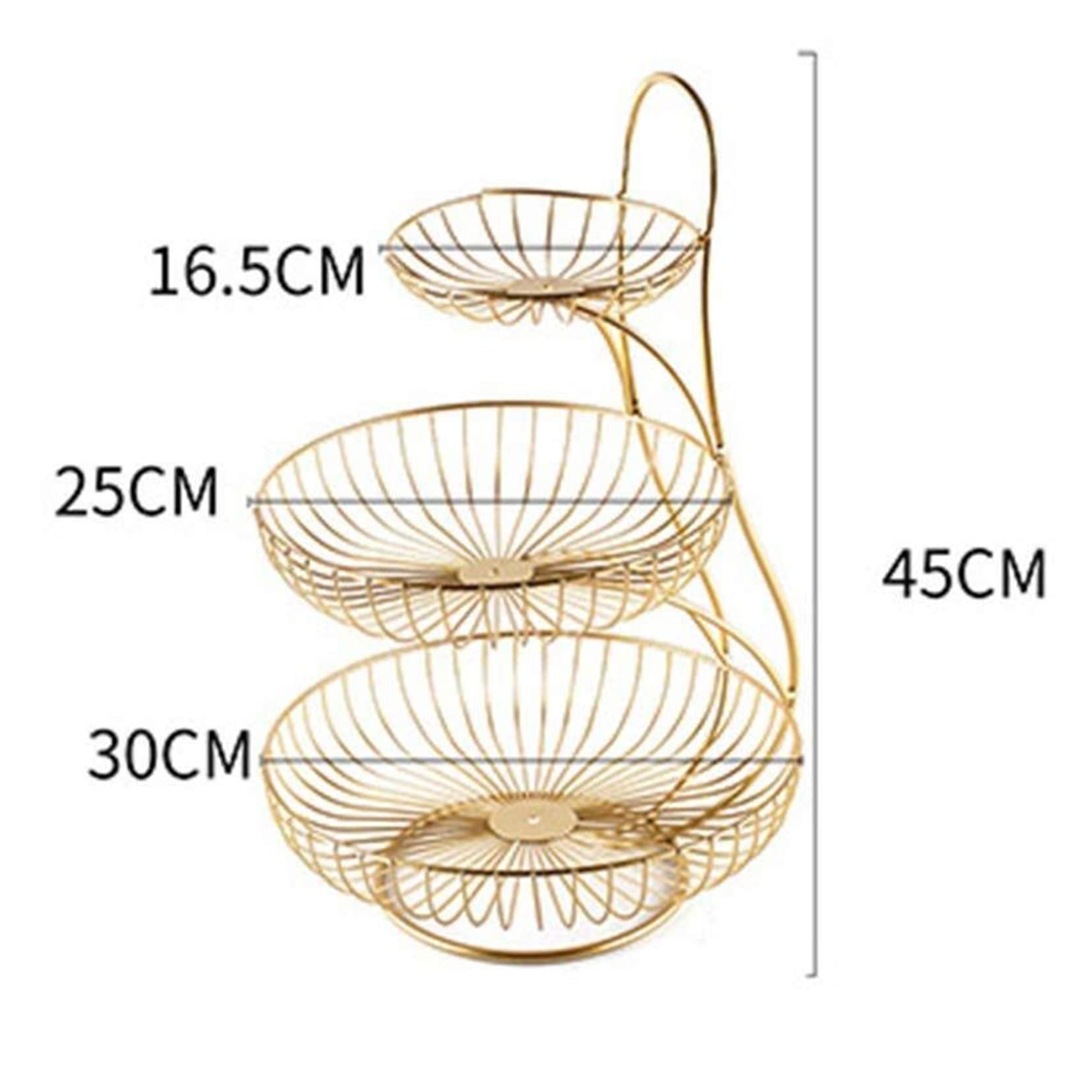 PTATT 3-Tier Golden Metal Wire Baskets - Kitchen Countertop Fruit Vegetable Storage Organizer for Snack Can Production - Perfect for Pantry Organization, Countertop Display & Home Decor
