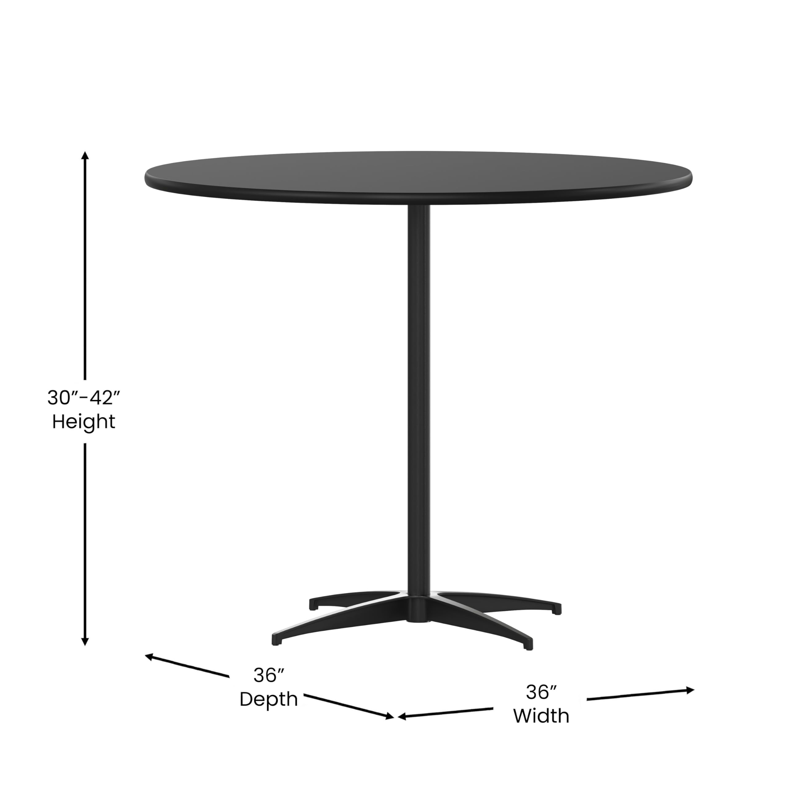 Flash Furniture Lars Black 36-Inch Round Wood Cocktail Table with 30-Inch & 42-Inch Columns - Perfect for Living Room, Lounge, or Office Waiting Area