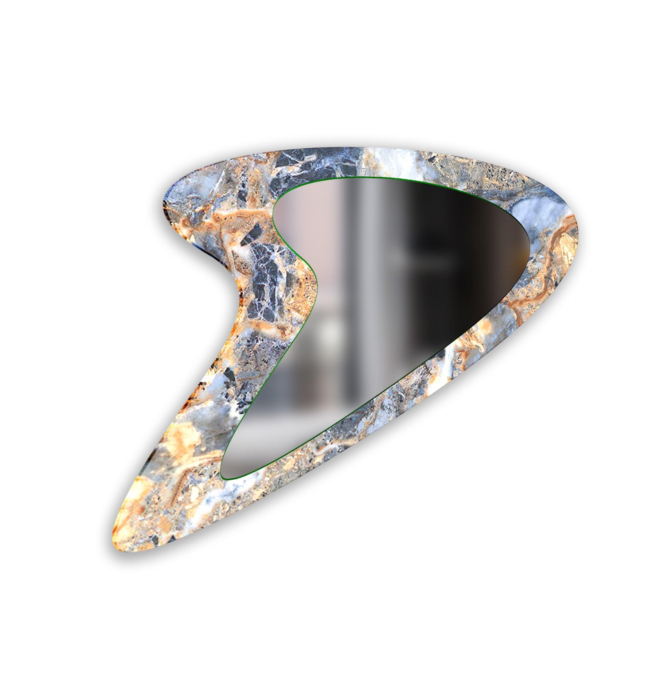 Elegant Blue Marble Wall Mirror - Modern Round Decorative Mirror for Living Room, Bedroom & Bathroom - Home Decor & Interior Design Accent