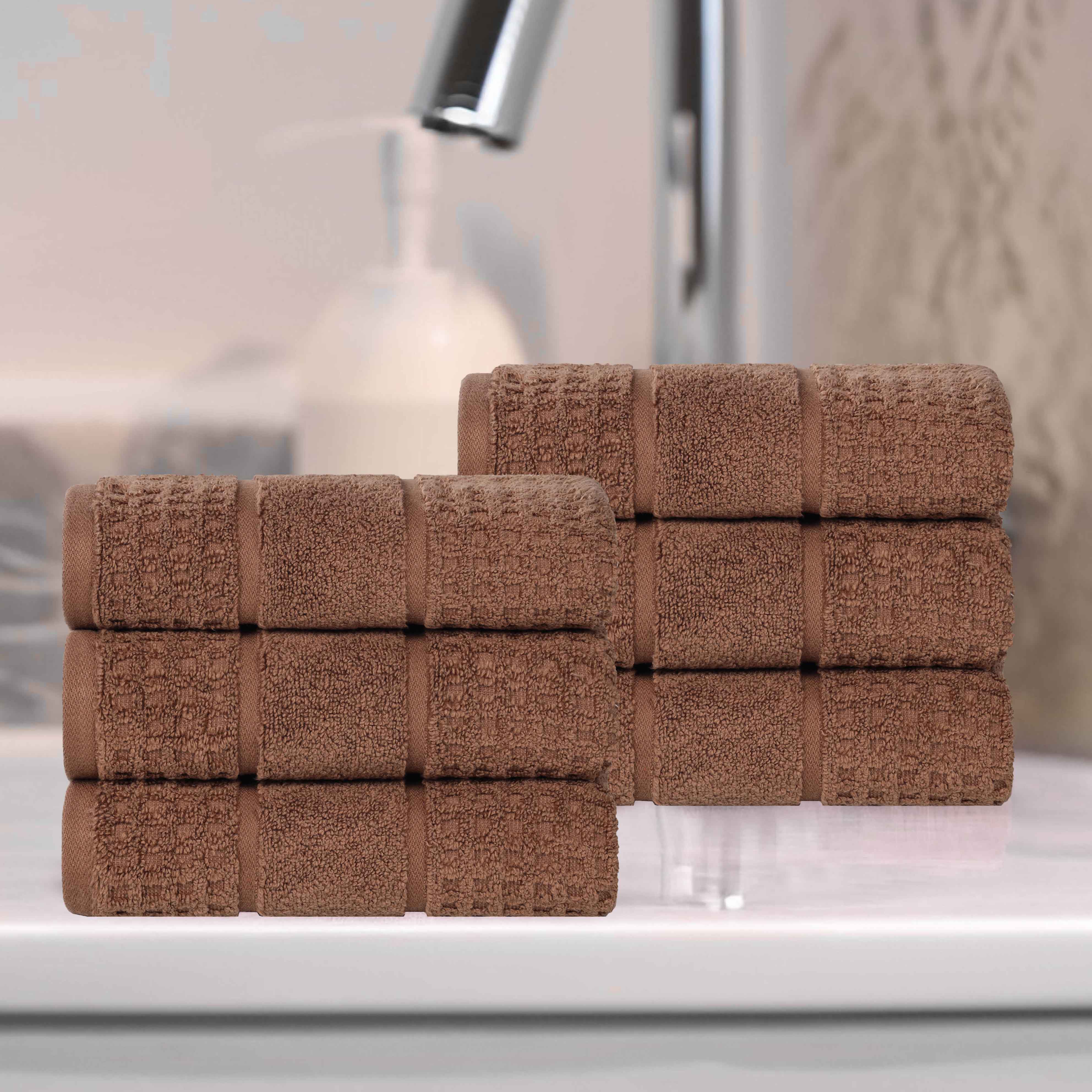 Premium 100% Zero Twist Cotton Waffle Honeycomb Hand Towels - Ultra Soft & Highly Absorbent - Set of 6 Bath Towels for Kitchen, Bathroom & Spa - Eco-Friendly & Quick-Drying