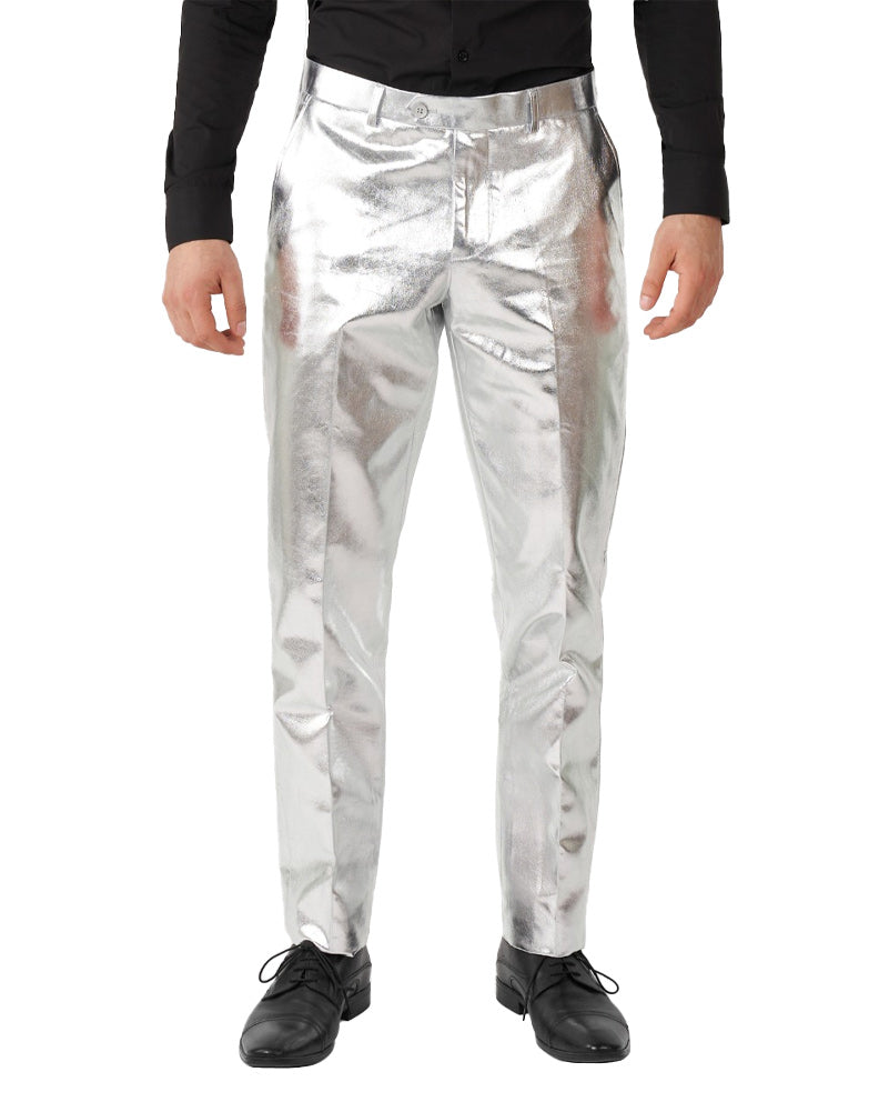 Vintage 70s Shiny Silver Premium Men's Suit - Retro Disco Party & Formal Wear for Weddings, Prom & Special Occasions
