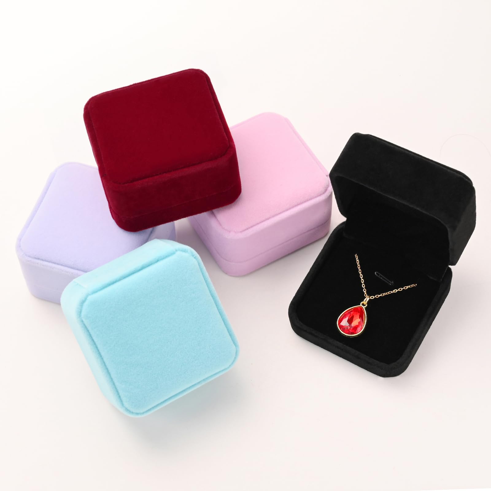 Luxury Velvet Jewelry Box for Necklace & Pendant - 2.8 x 2.8 x 1.6 Inches Gift Box with Soft Lining (Black) - Perfect for Jewelry Display, Storage & Gift Giving