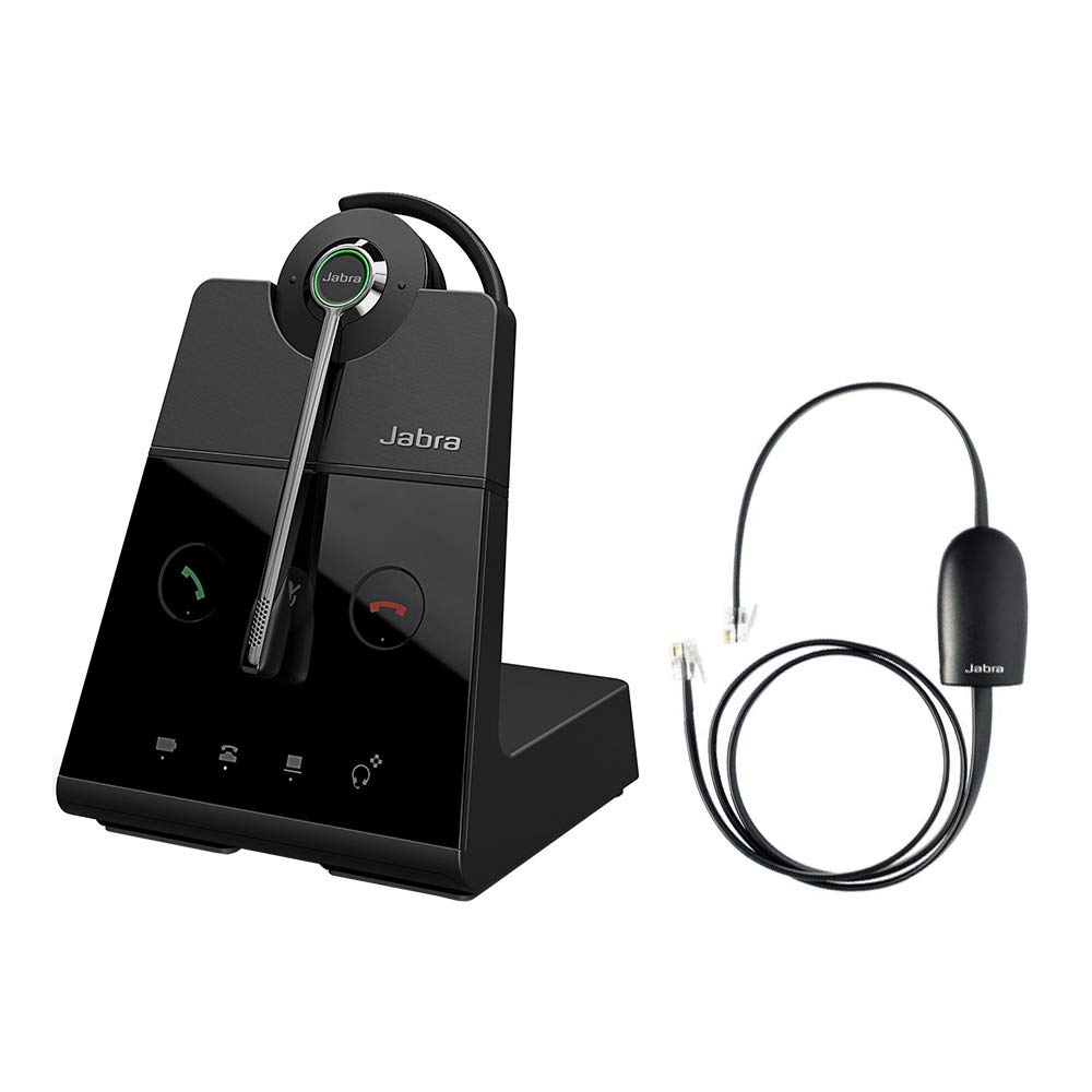 Jabra Engage 65 Wireless Stereo Headset with Link 17 EHS Adapter - Noise Cancelling Bluetooth Headphones for Office, Call Center & Remote Work - Compatible with Polycom Phones