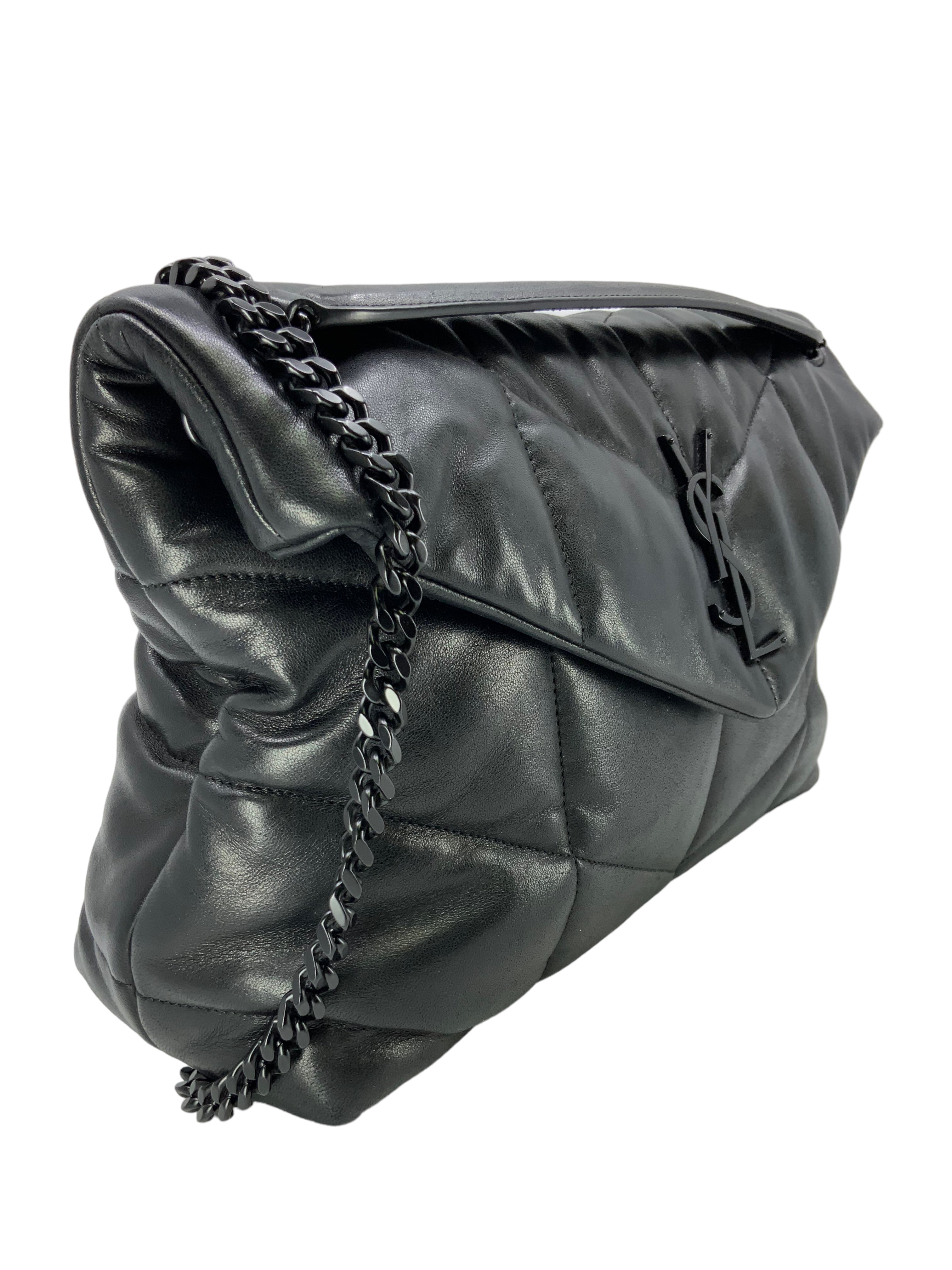 SAINT LAURENT Medium Puffer Shoulder Bag for Women | Luxury Quilted Leather Crossbody Purse | Perfect for Work, Travel & Evening Outings