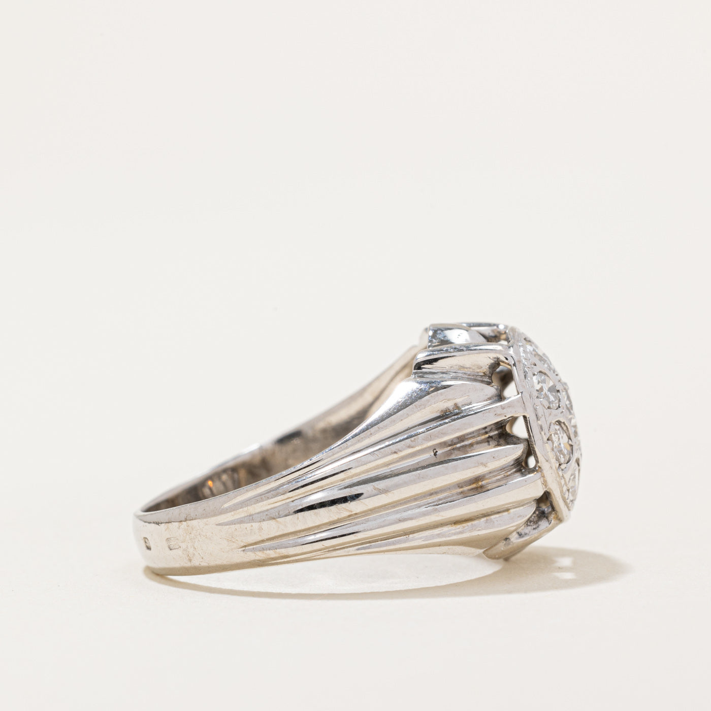 19k Portuguese Diamond Cocktail Ring - 0.70ctw Sparkling Gemstone Jewelry for Women | Size 8.5 | Perfect for Evening Parties, Weddings & Special Occasions