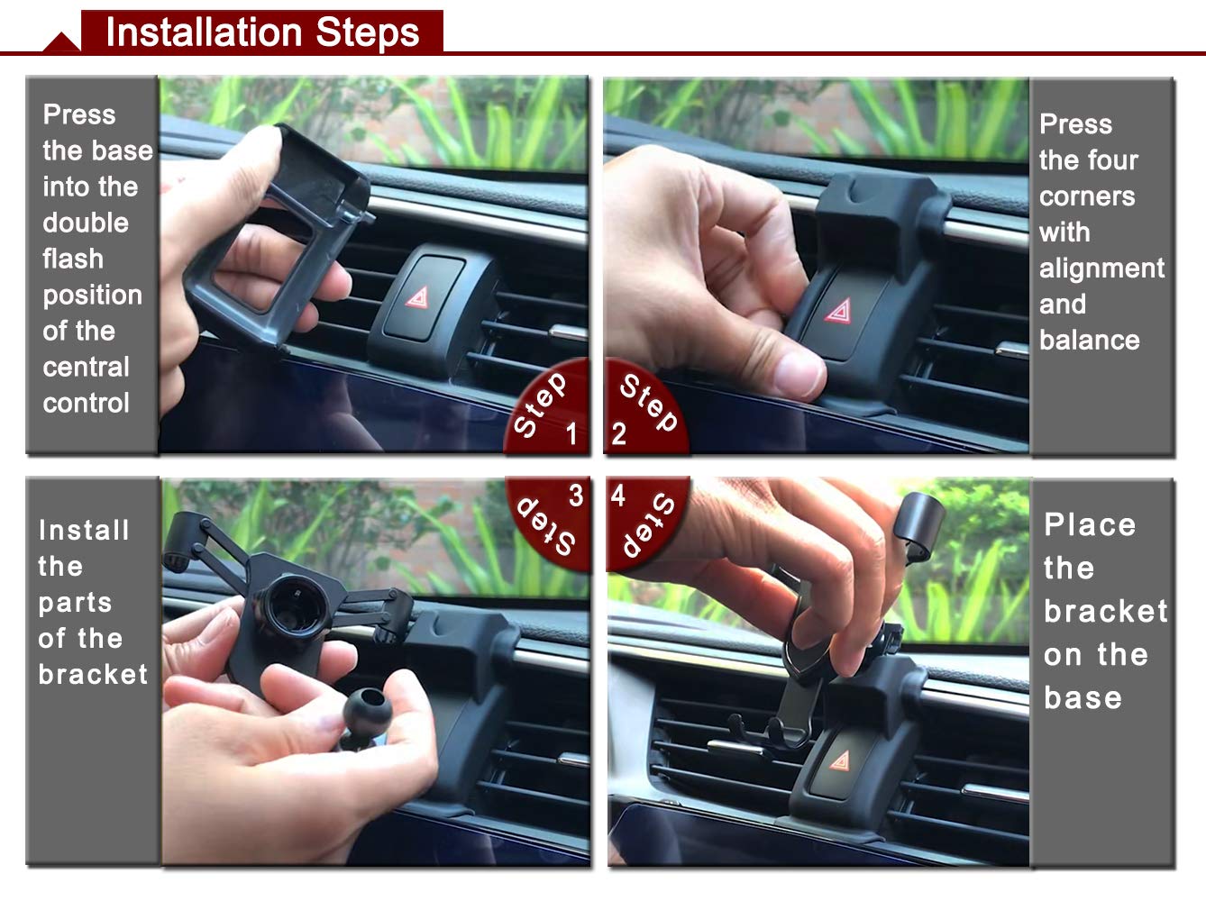 BEERTE Car Phone Mount for Honda Civic 2016-2021 - Adjustable Air Vent & Dashboard Gravity Phone Holder with Carbon Fiber Design - Universal Smartphone Car Mount for Safe Driving & Navigation
