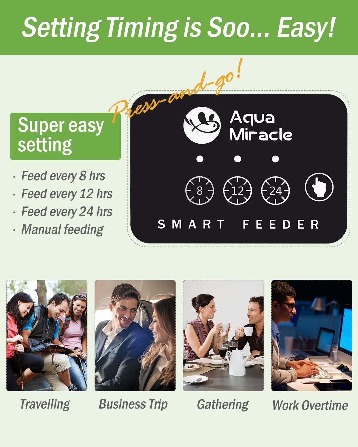AquaMiracle Automatic Fish Feeder with Timer - Adjustable Food Dispenser for Aquarium Pellets, Granules & Flakes | Perfect Vacation & Weekend Fish Food Feeder for Freshwater & Saltwater Tanks