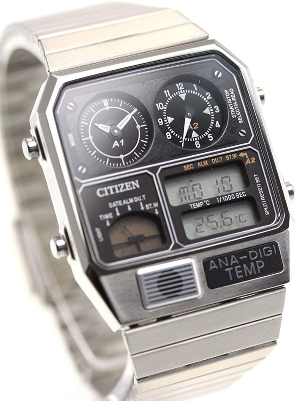 CITIZEN Ana-Digi Temp JG2101-78E Silver Reproduction Watch with Japan JDM Movement - Perfect for Vintage Collectors & Fashion Enthusiasts