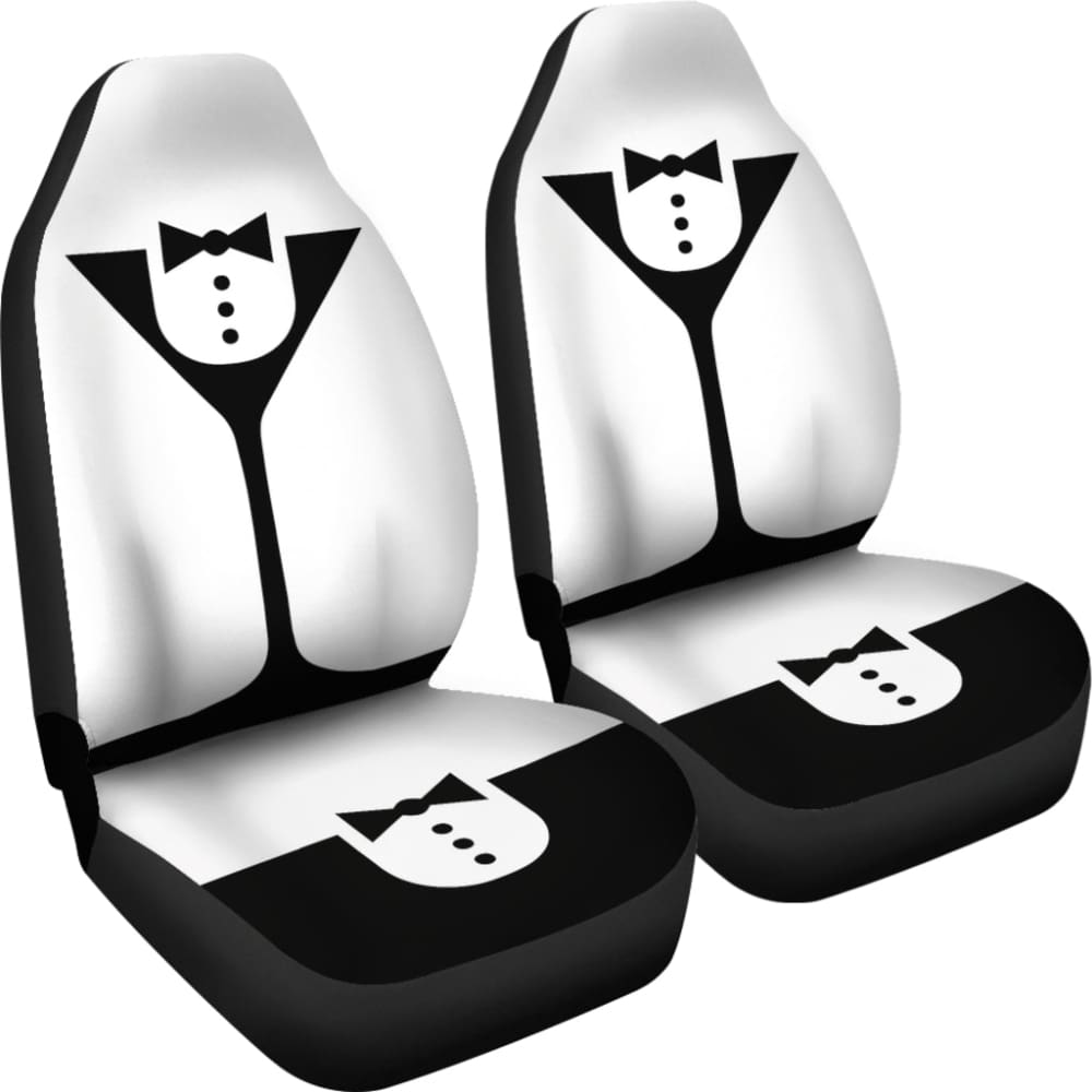 Stylish Black and White Cocktail Bartender Car Seat Covers 211601 - Perfect for Bartenders, Party Enthusiasts & Car Decor Lovers