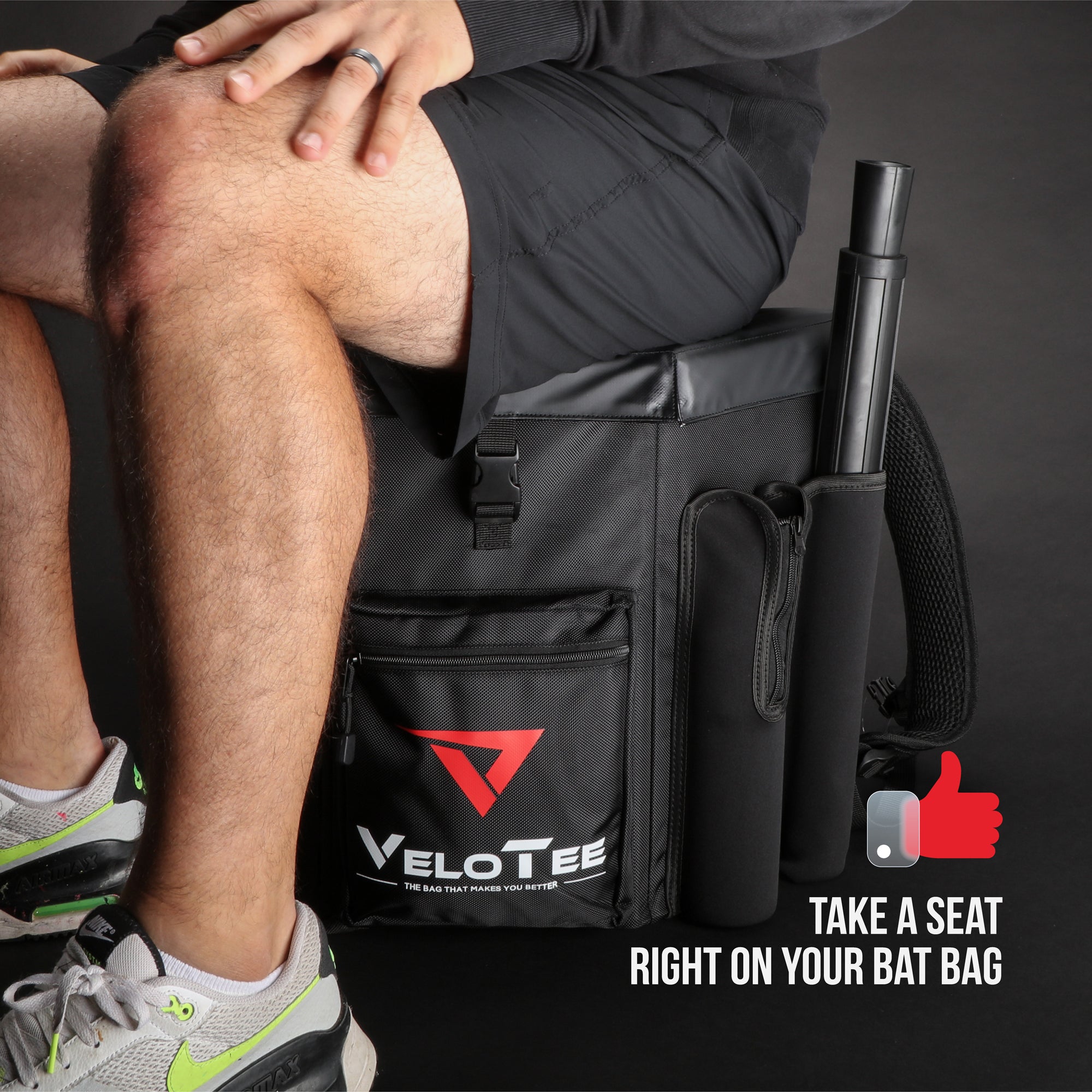 VeloTee 2.0 Baseball & Softball Bat Bag with Adjustable Batting Tee - Durable Sports Equipment for Training & Games - Perfect for Baseball Players & Coaches