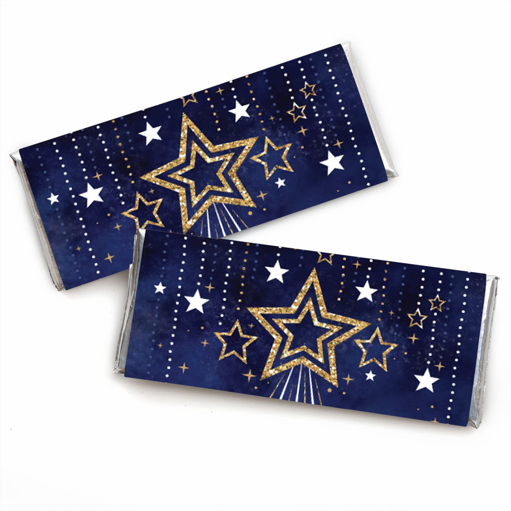 Big Dot of Happiness Starry Skies Candy Bar Wrappers - Gold Celestial Party Favors (Set of 24) - Perfect for Baby Showers, Birthday Parties & Wedding Decorations